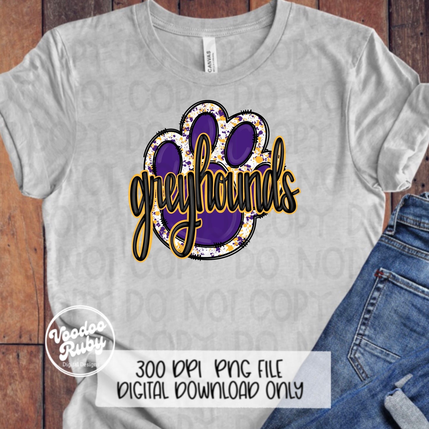 Greyhounds PNG Design Mascot Hand Drawn Digital Download Greyhounds PNG Paw Print Mascot Football DTF Printable Doodle Clip Art