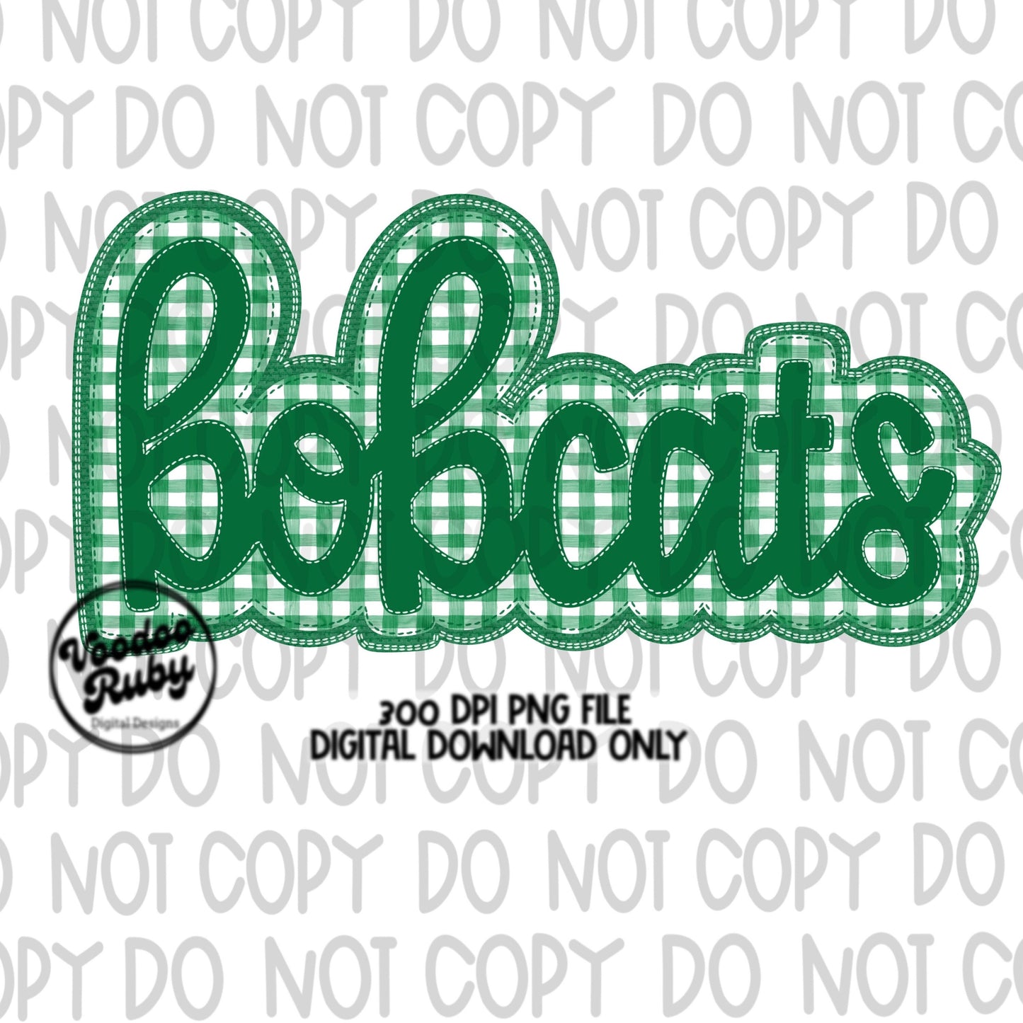 Bobcats PNG Design Embroidery Faux Applique Hand Drawn Digital Download Sublimation Bobcats PNG Football png Green Bobcats DTF Printable