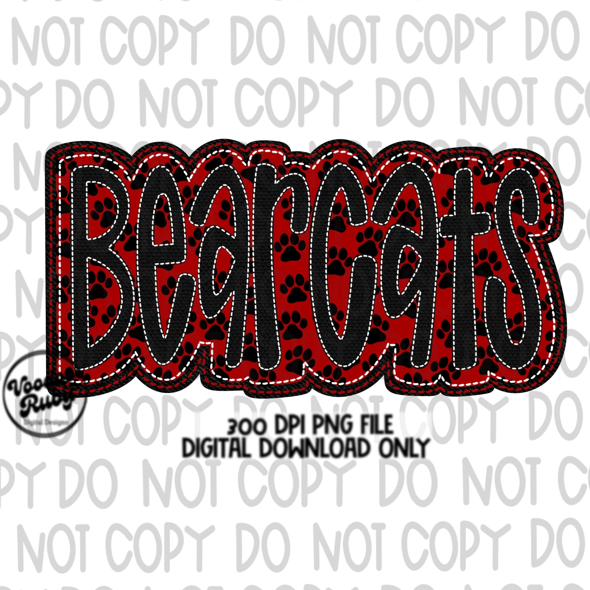 Bearcats PNG Design Embroidery Faux Applique Hand Drawn Digital Download Sublimation Bearcats PNG Football png Bearcats DTF Printable