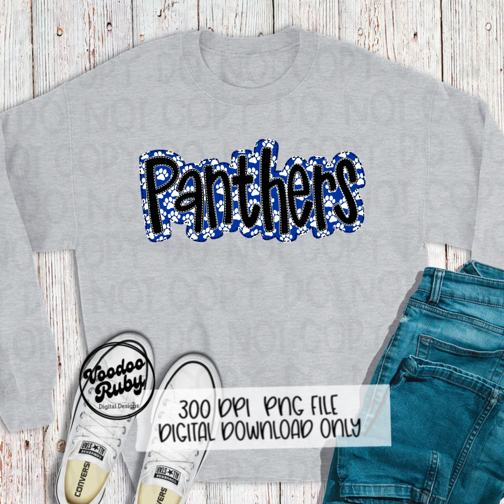 Panthers PNG Design Embroidery Faux Applique Hand Drawn Digital Download Sublimation Panthers DTF Printable Mascot Football