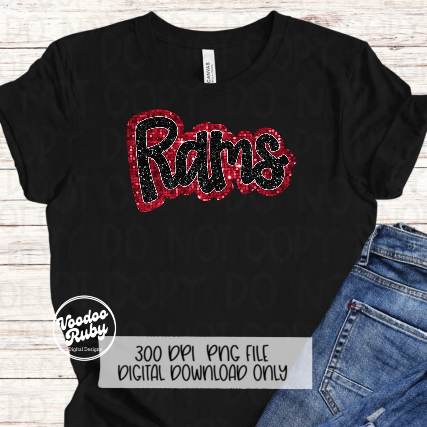 Rams PNG Design Sequins Glitter Hand Drawn Digital Download Faux Sequins Patch PNG Printable Faux Appliqué Rams Football DTF