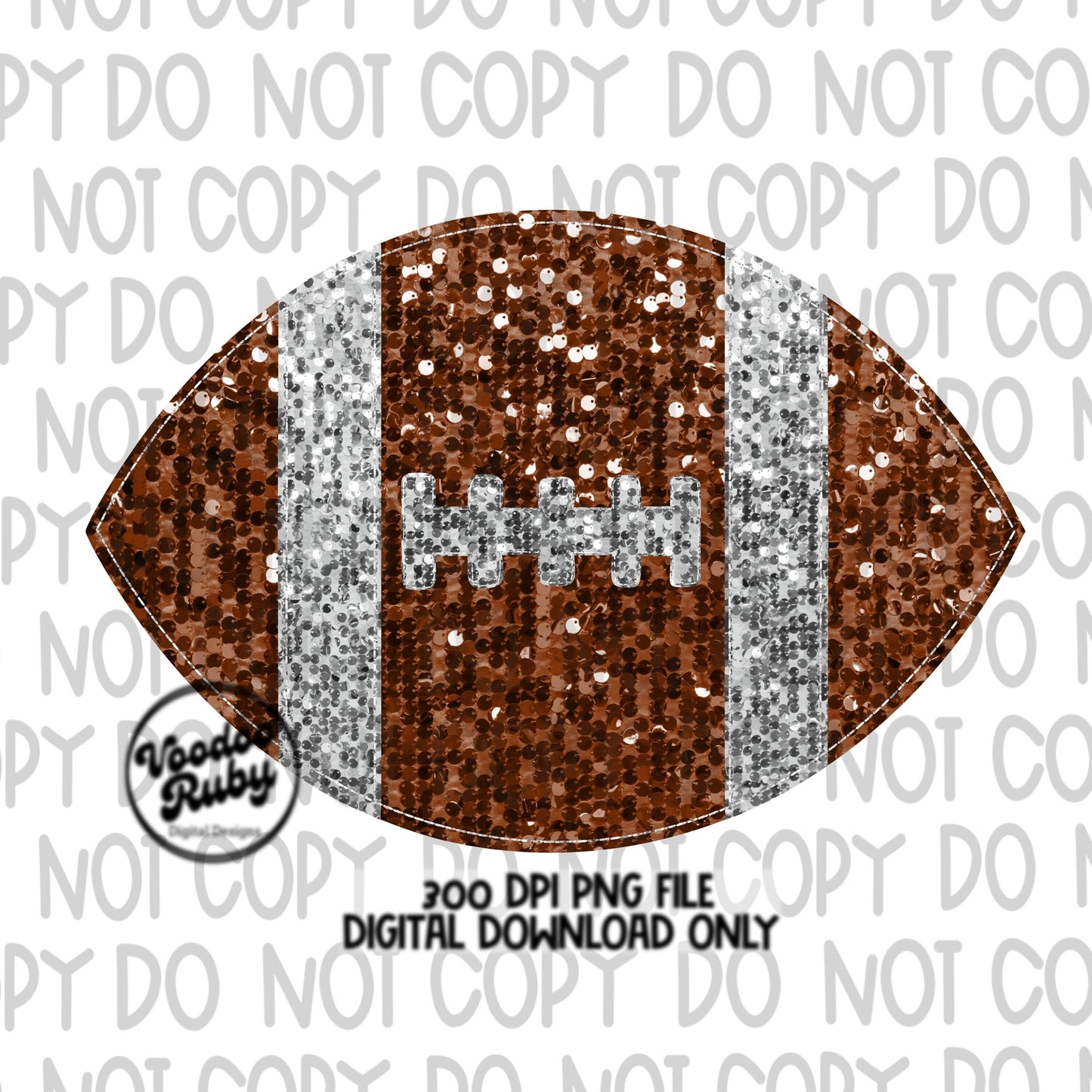 Sequin Football PNG Design Glitter Hand Drawn Digital Download Faux Sequins Patch PNG Printable Clip Art Faux Appliqué Football DTF