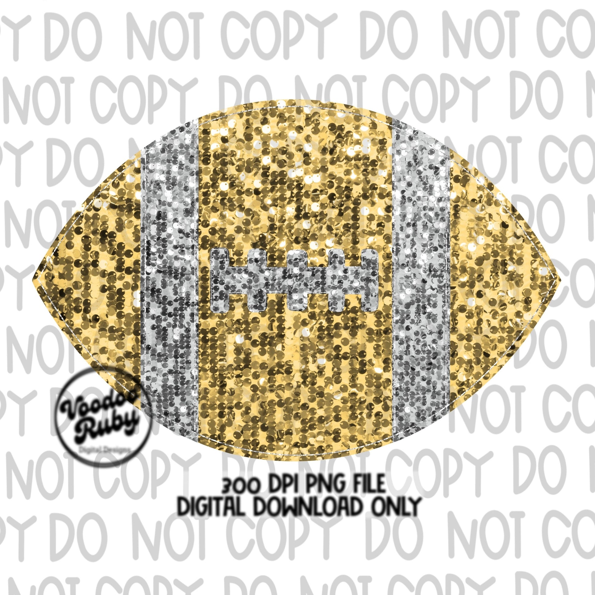 Sequin Gold Football PNG Design Glitter Hand Drawn Digital Download Faux Sequins Patch PNG Printable Clip Art Faux Appliqué Football DTF