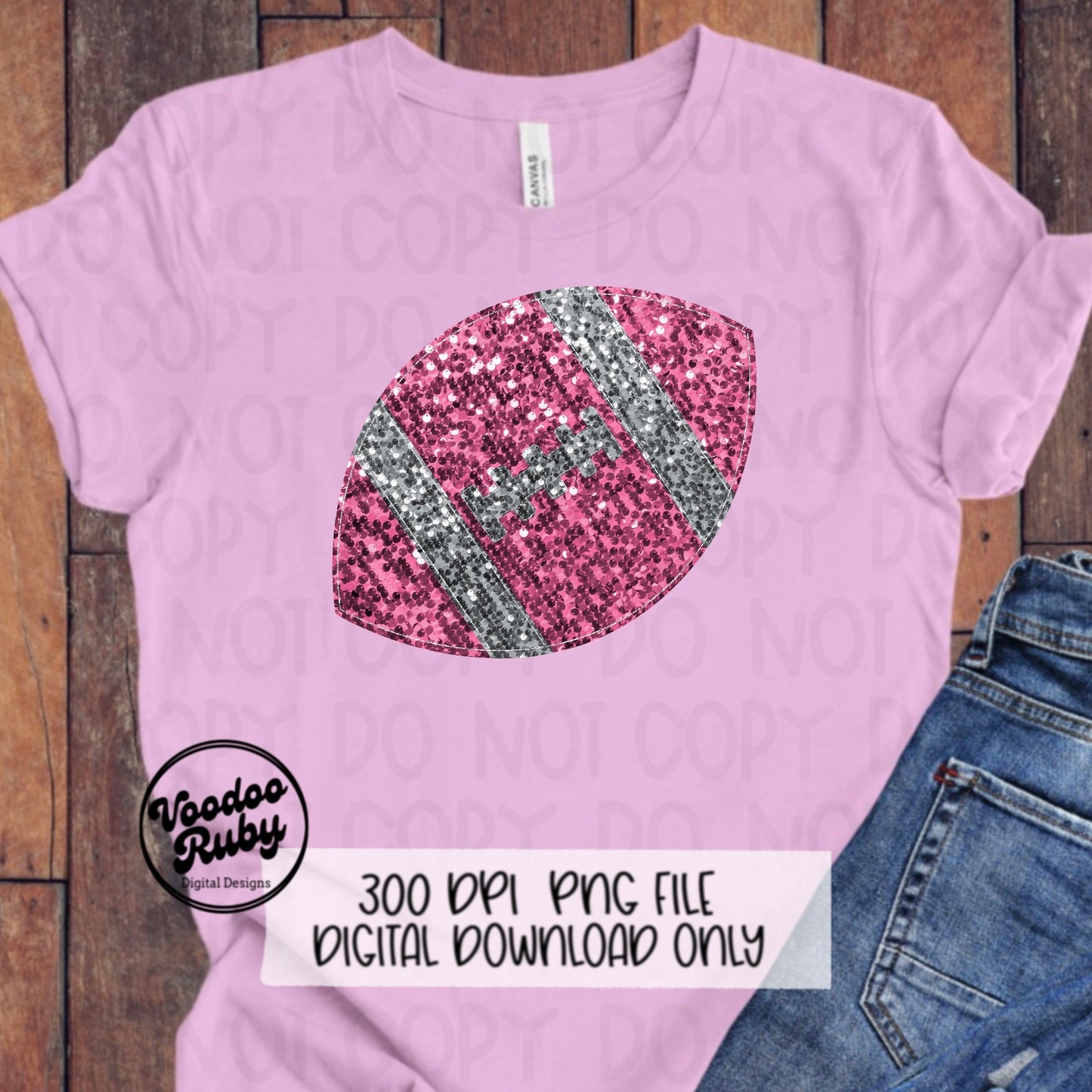Pink Sequin Football PNG Design Sublimation Glitter Hand Drawn Digital Download Faux Sequins Patch Pink October png Football DTF Printable