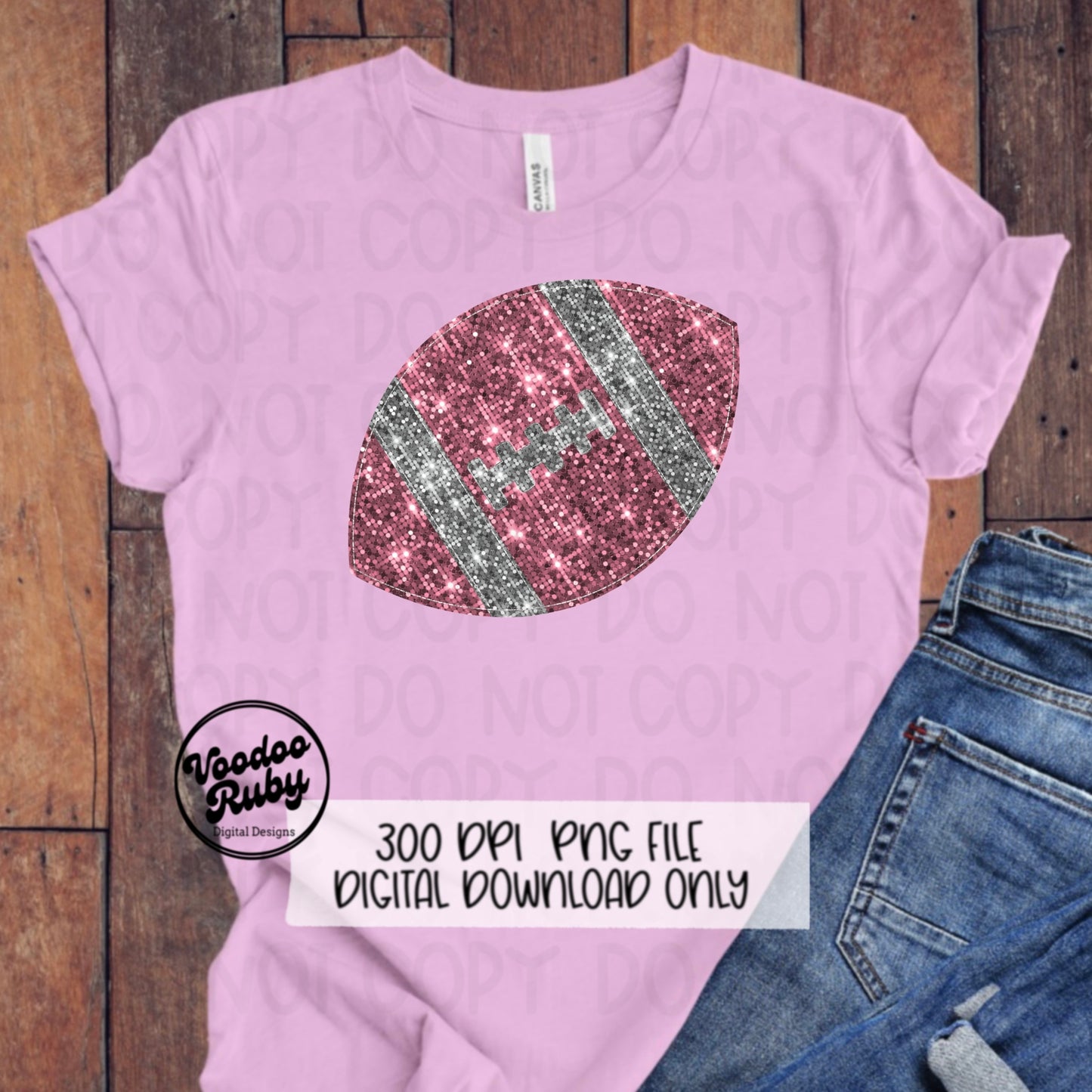 Pink Glitter Football PNG: Sequin Sublimation Design (Digital Download