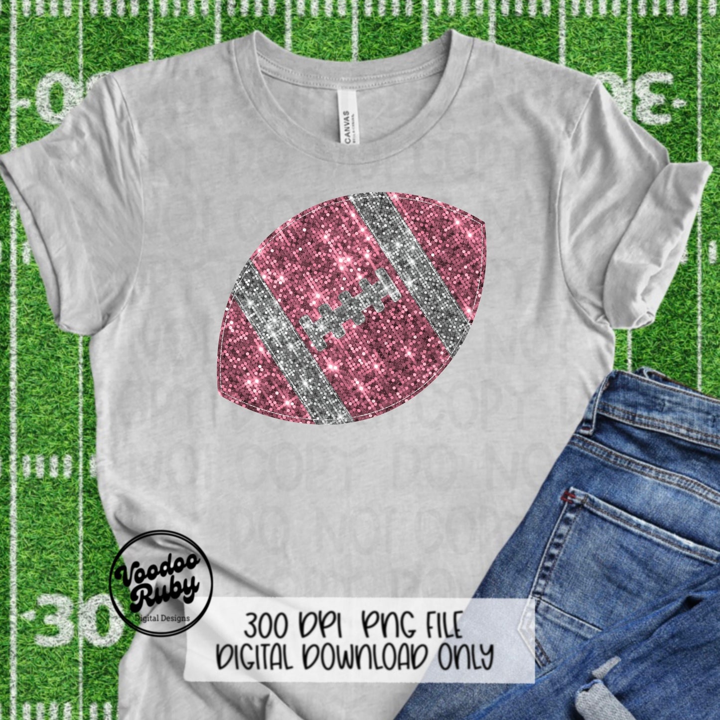 Pink Glitter Football PNG: Sequin Sublimation Design (Digital Download