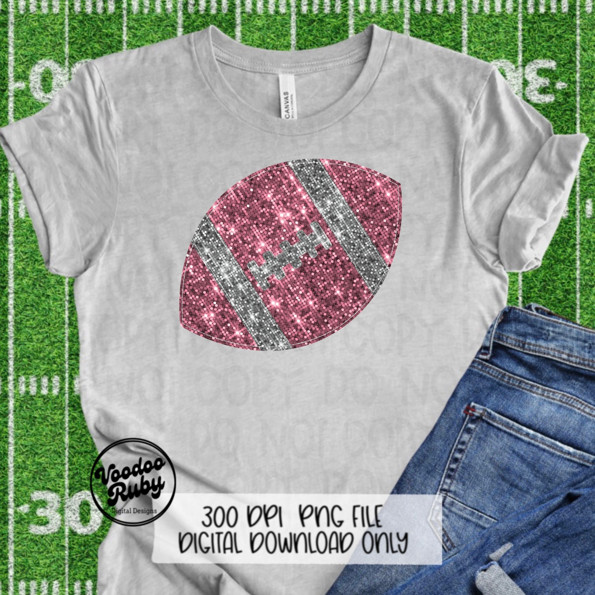 Pink Glitter Football PNG: Sequin Sublimation Design (Digital Download