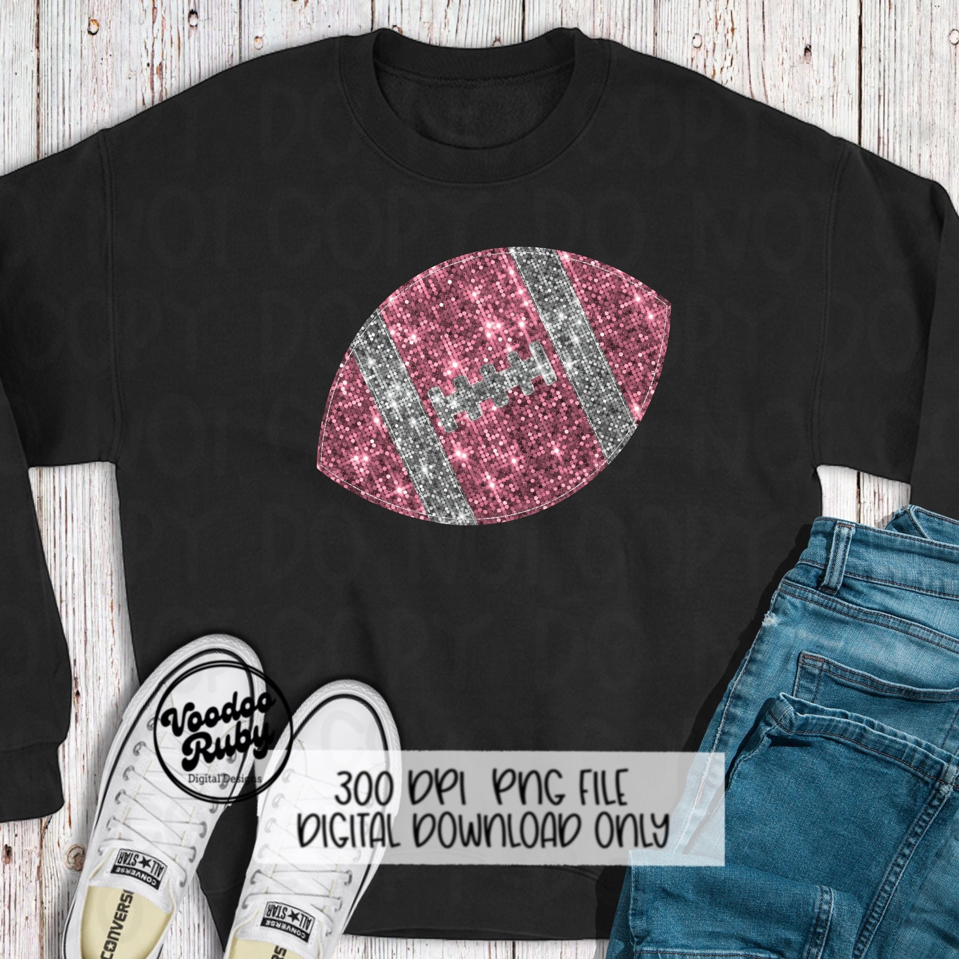Pink Glitter Football PNG: Sequin Sublimation Design (Digital Download