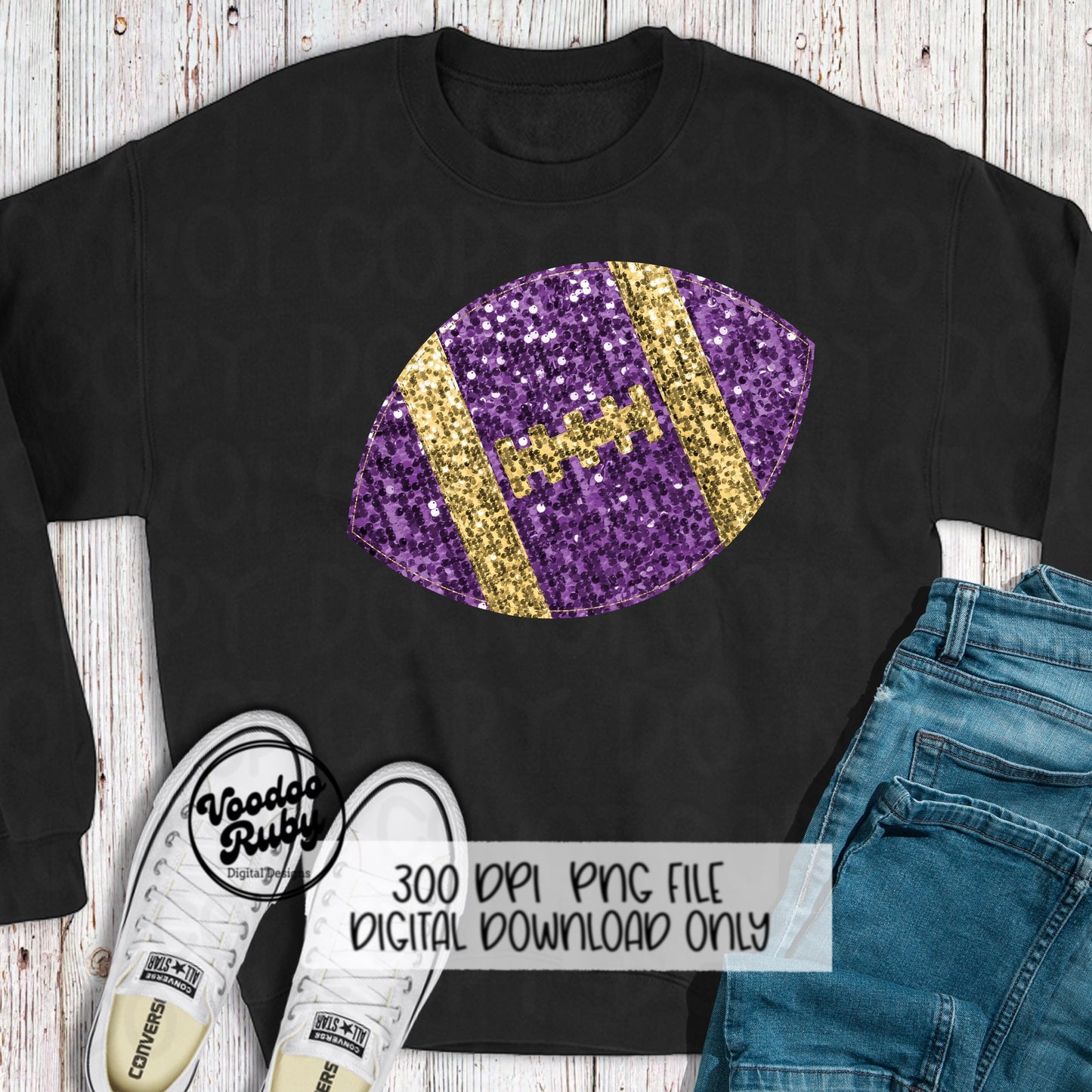 Sequin Football PNG Design Glitter Hand Drawn Digital Download Faux Sequins Patch PNG Printable Clip Art Faux Appliqué Football DTF