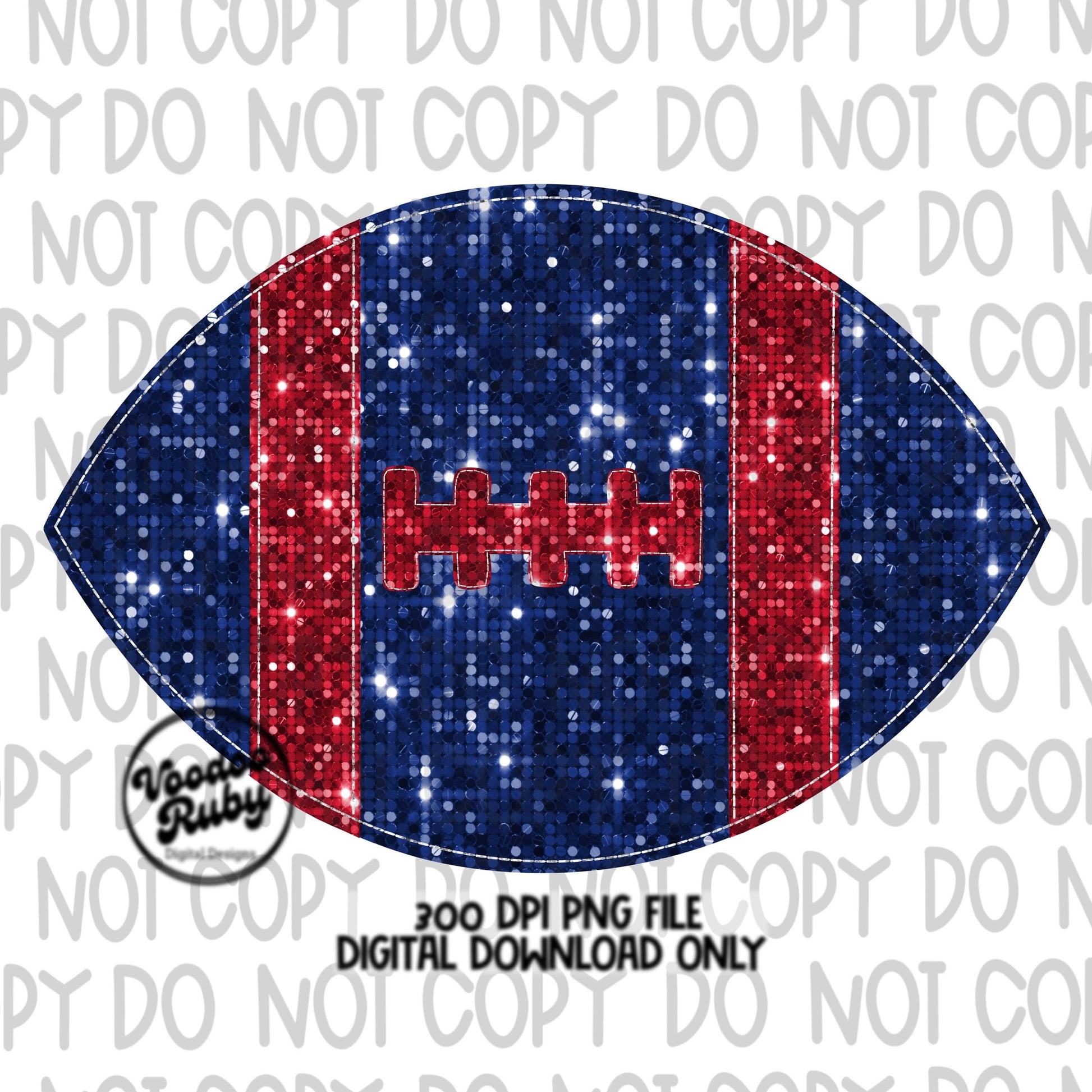 Red Blue Sequin Football PNG Design Sublimation Glitter Hand Drawn Digital Download Faux Sequin Patch PNG Glitter Football DTF Printable