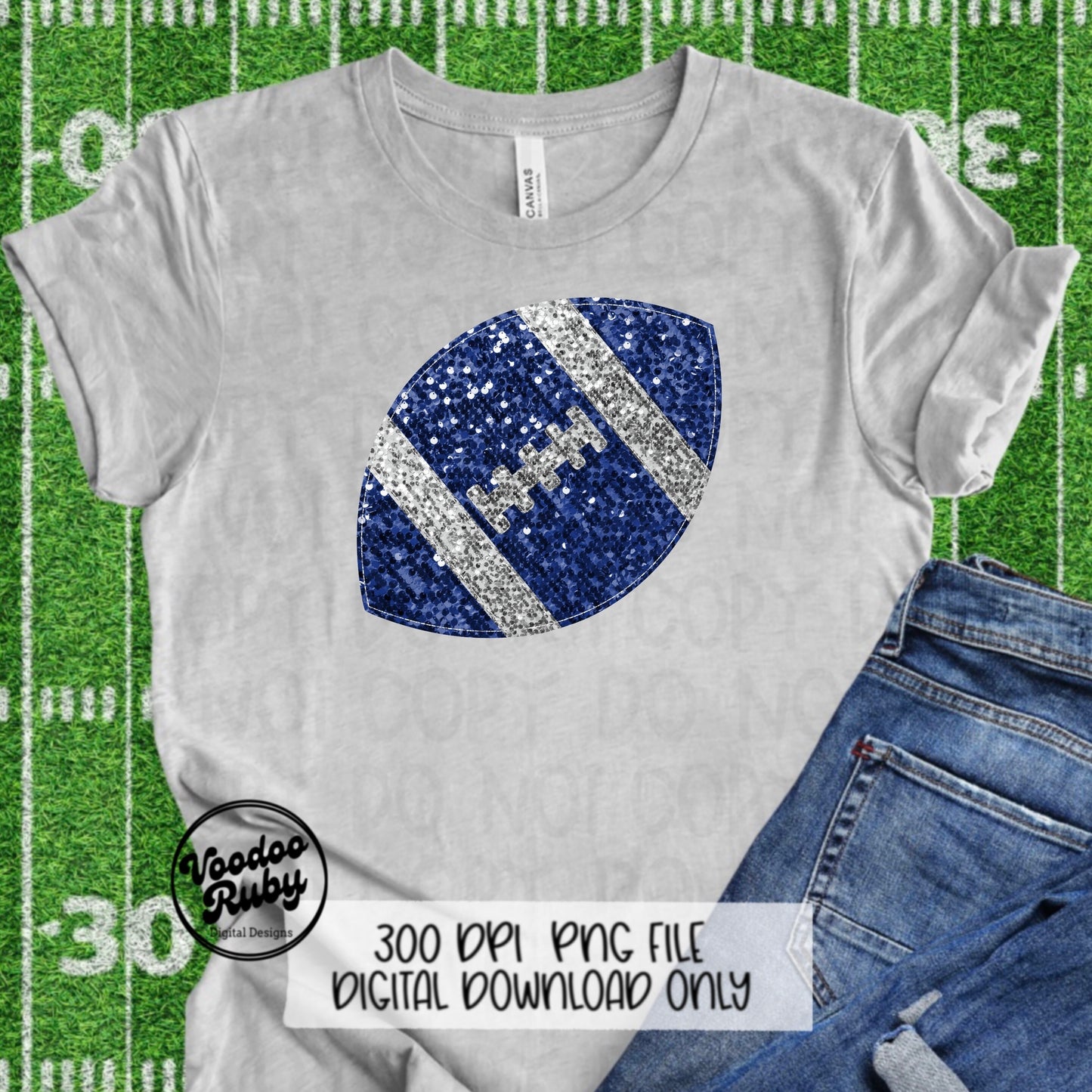 Sequin Football PNG Design Glitter Hand Drawn Digital Download Faux Sequins Patch PNG Printable Clip Art Faux Appliqué Football DTF