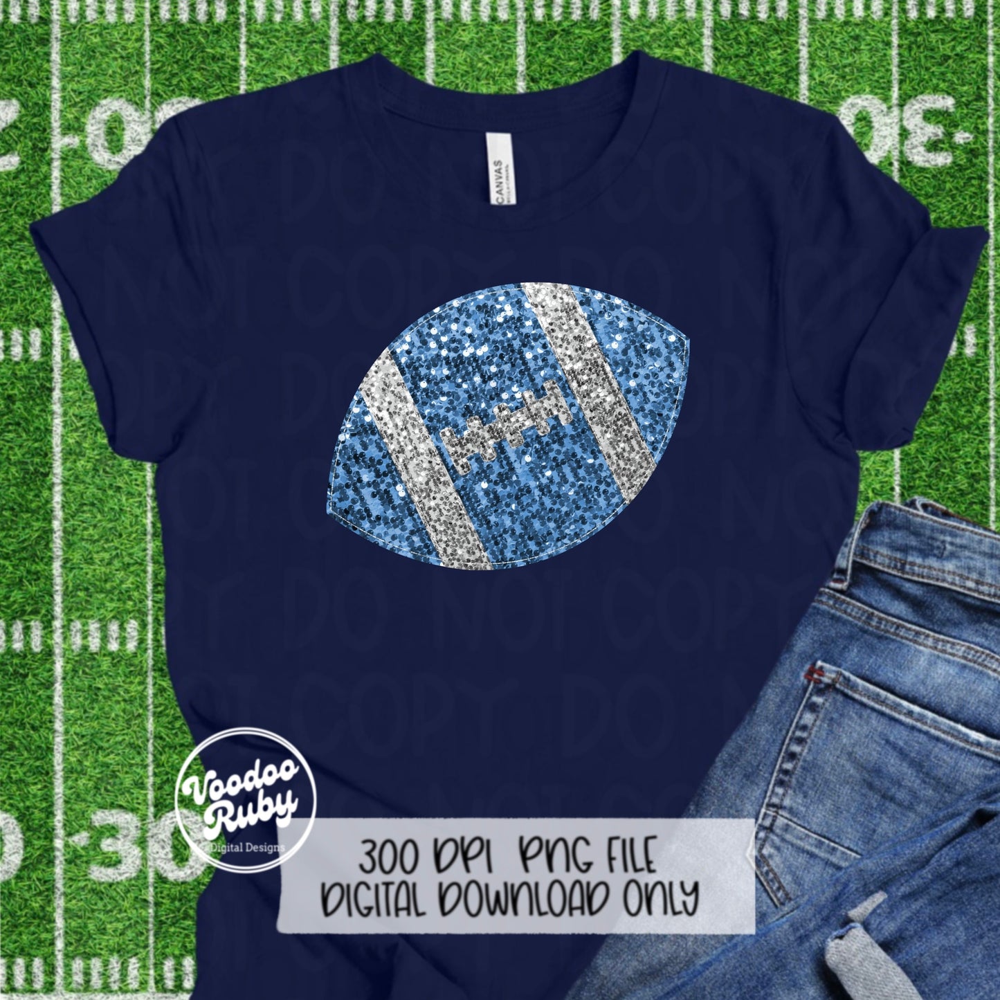 Sequin Football PNG Design Glitter Hand Drawn Digital Download Faux Sequins Patch PNG Printable Clip Art Faux Appliqué Football DTF
