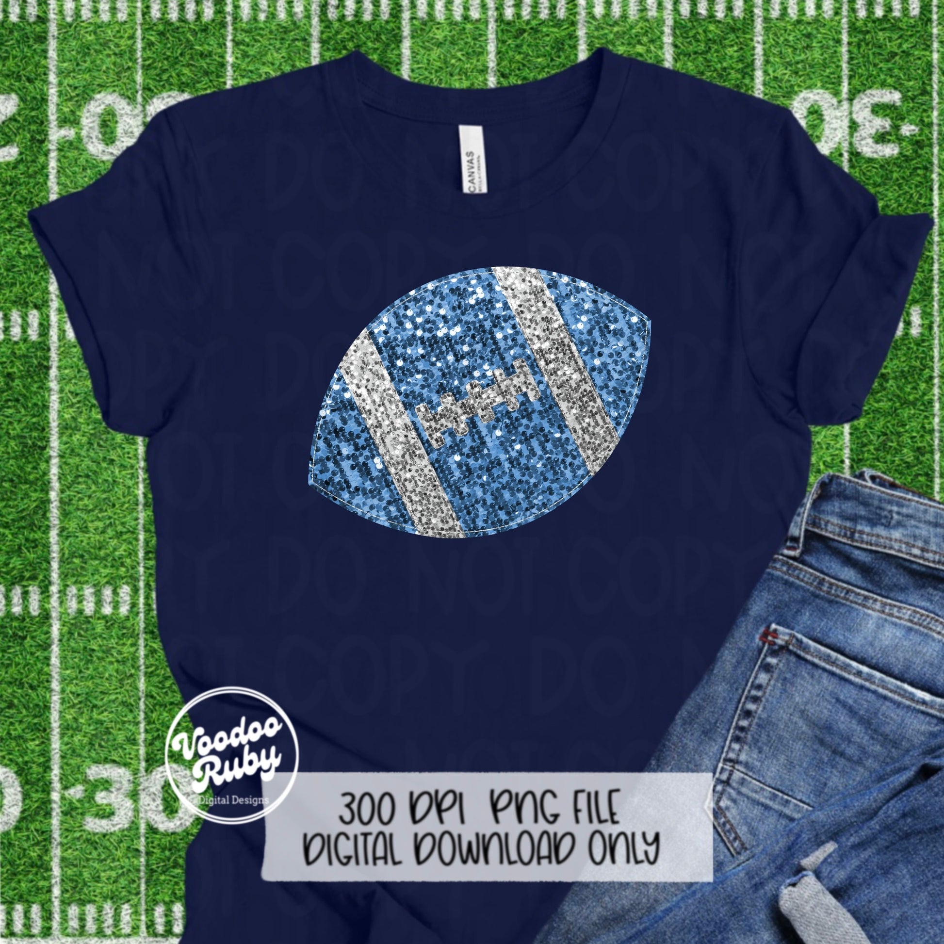 Sequin Football PNG Design Glitter Hand Drawn Digital Download Faux Sequins Patch PNG Printable Clip Art Faux Appliqué Football DTF