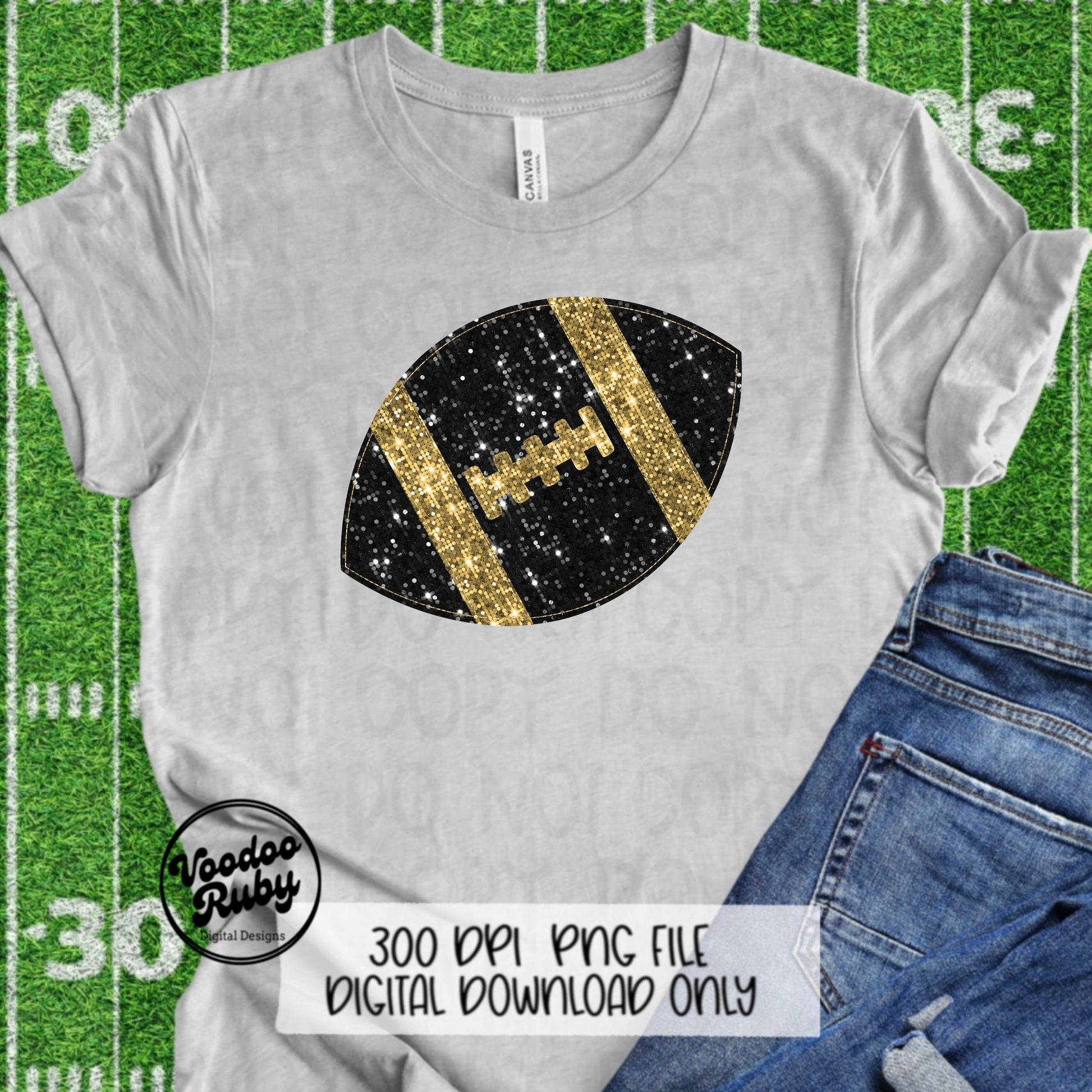 Sequin Football PNG Design Glitter Hand Drawn Digital Download Faux Sequins Patch PNG Printable Clip Art Faux Appliqué Football DTF