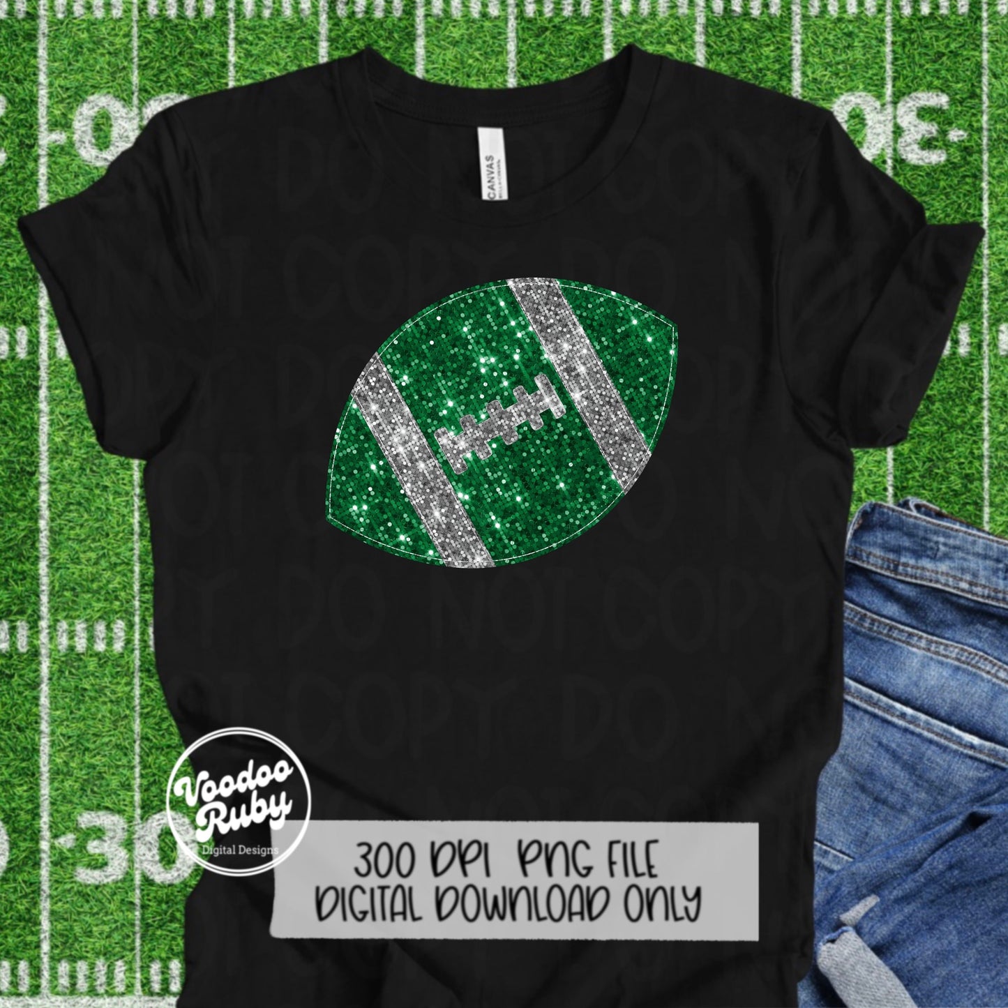 Sequin Football PNG Design Glitter Hand Drawn Digital Download Faux Sequins Patch PNG Printable Clip Art Faux Appliqué Mascot Football DTF