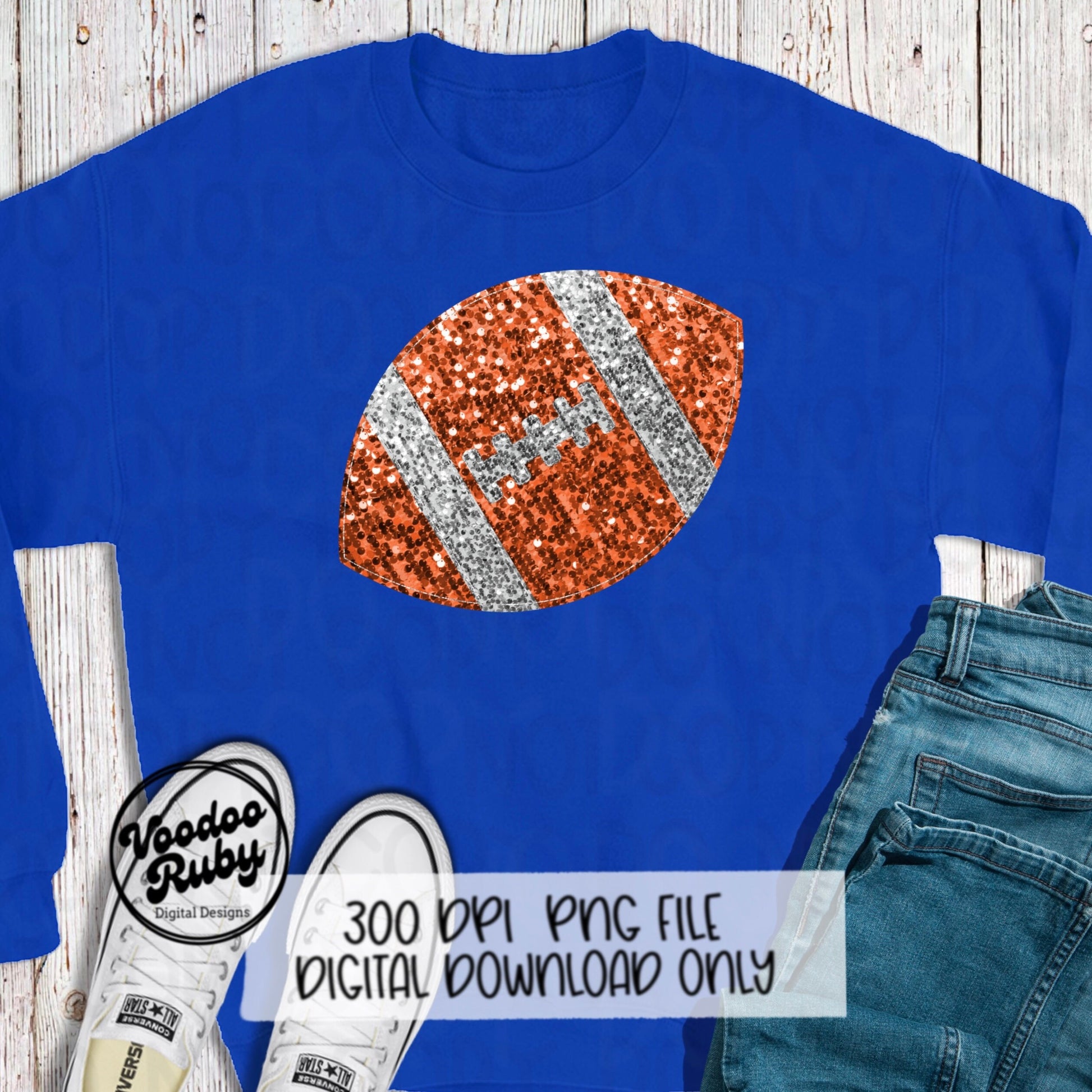 Sequin Football PNG Design Glitter Hand Drawn Digital Download Faux Sequins Patch PNG Printable Clip Art Faux Appliqué Football DTF