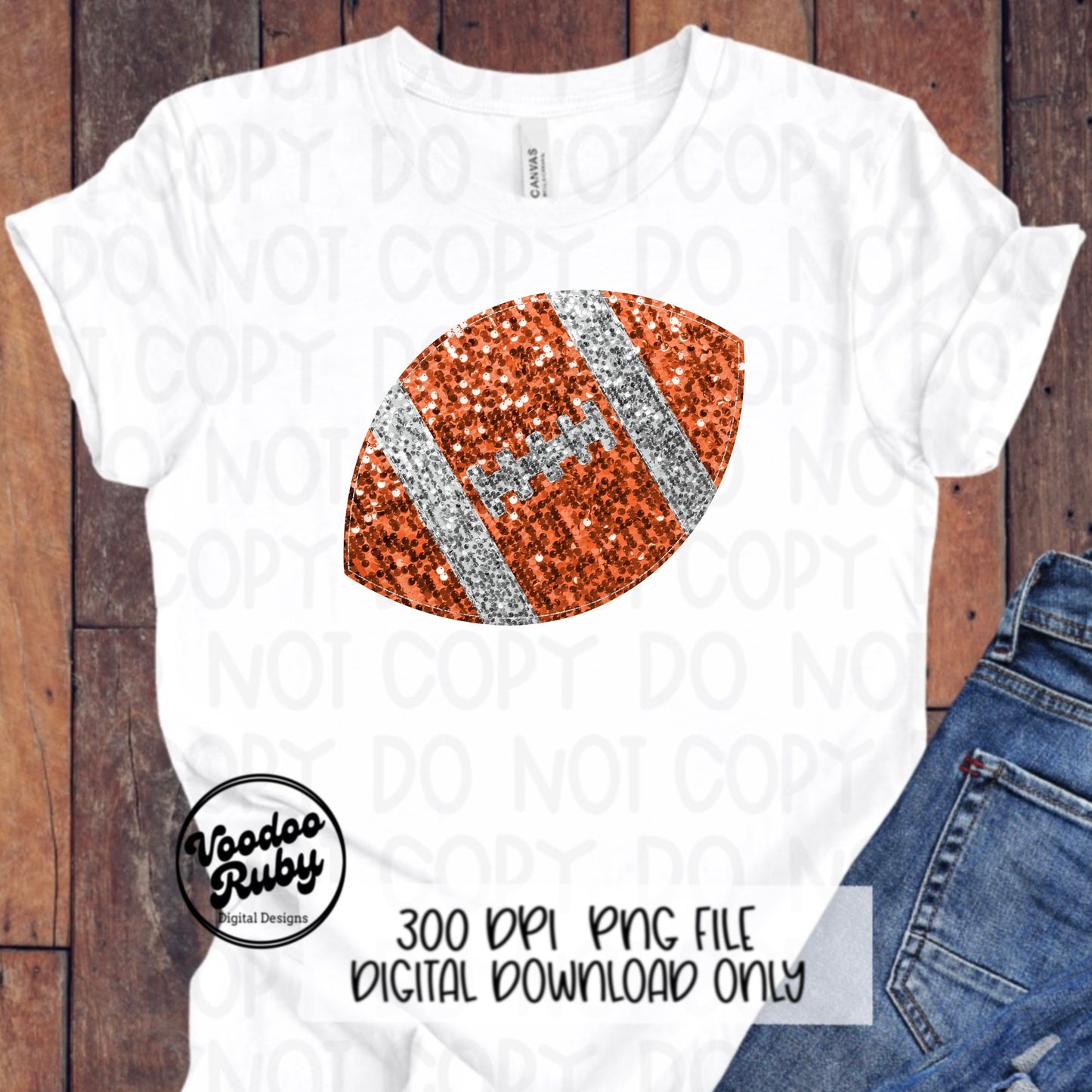 Sequin Football PNG Design Glitter Hand Drawn Digital Download Faux Sequins Patch PNG Printable Clip Art Faux Appliqué Football DTF