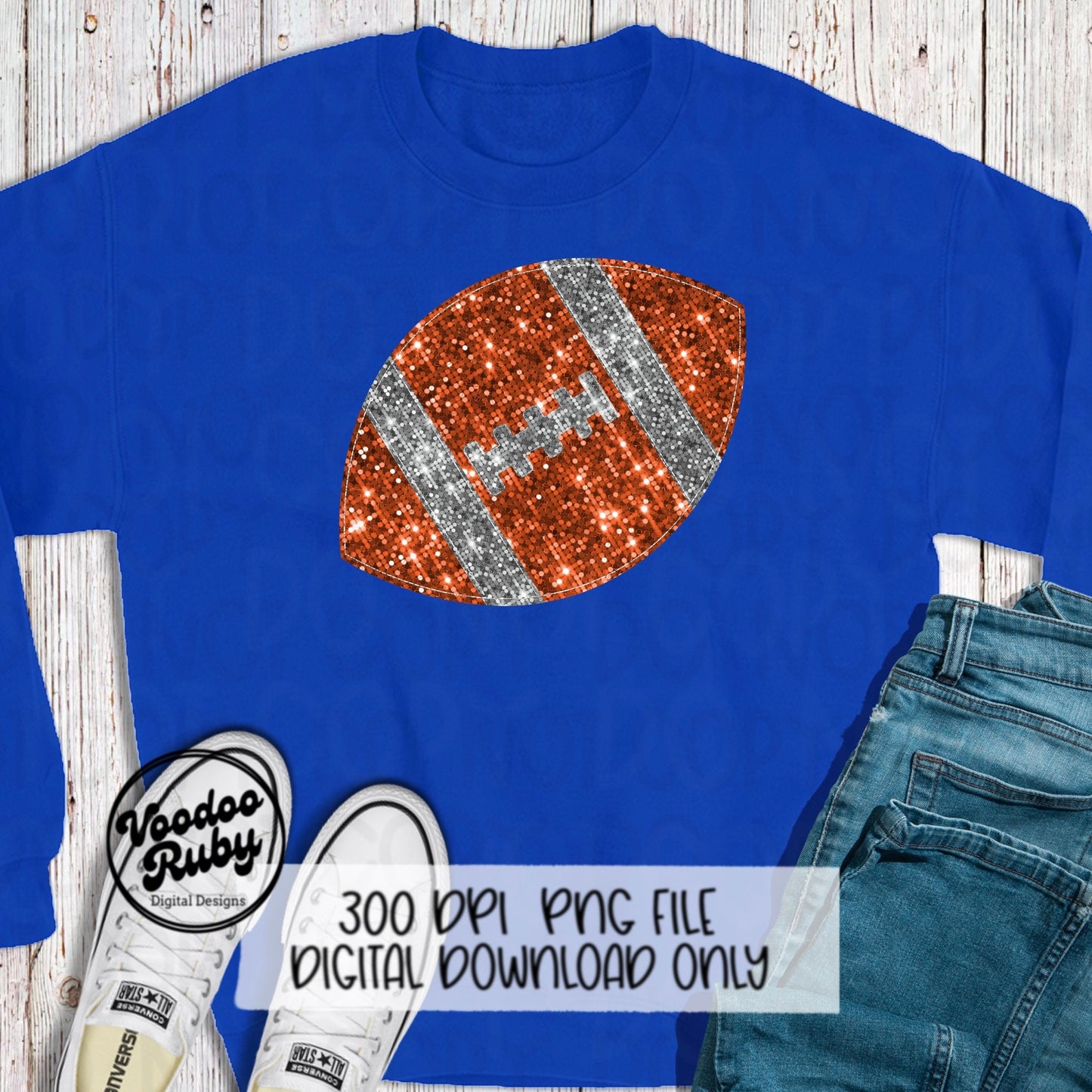 Orange Sequin Football PNG Design Sublimation Hand Drawn Digital Download Faux Sequin Patch Printable Clip Art Appliqué Glitter Football DTF