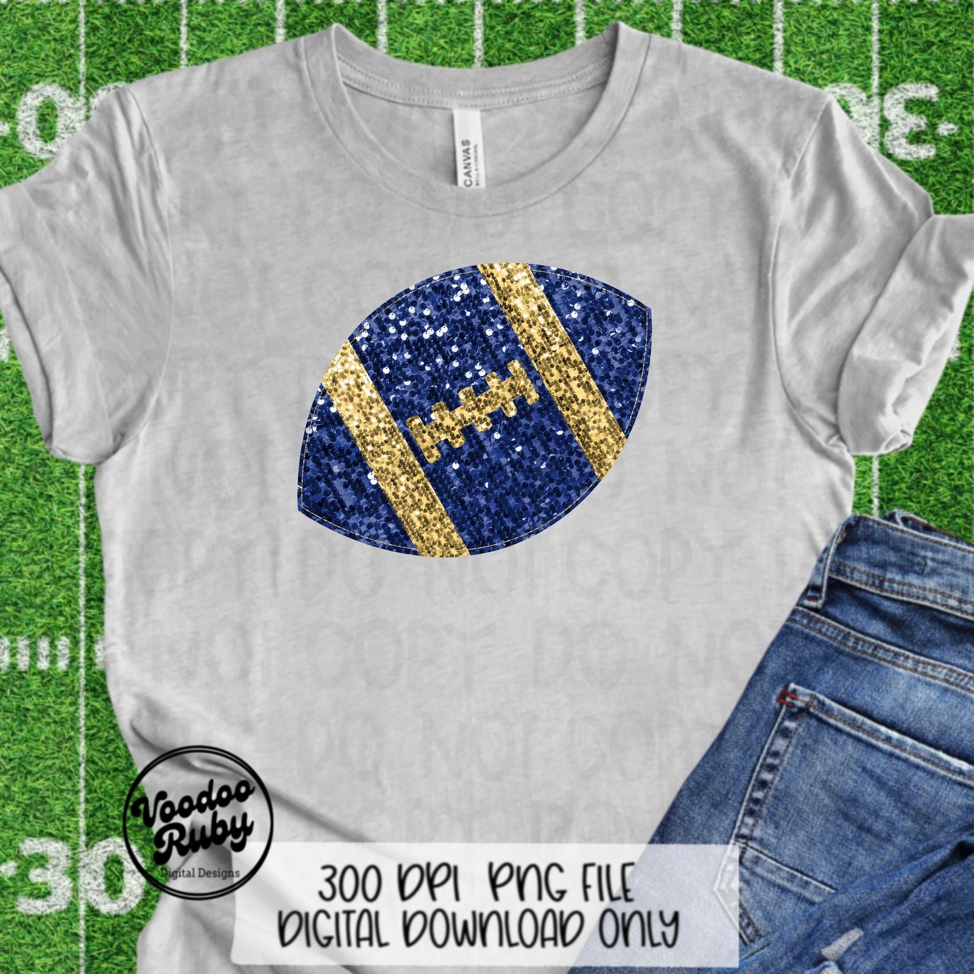 Sequin Football PNG Design Glitter Hand Drawn Digital Download Faux Sequins Patch PNG Printable Clip Art Faux Appliqué Football DTF