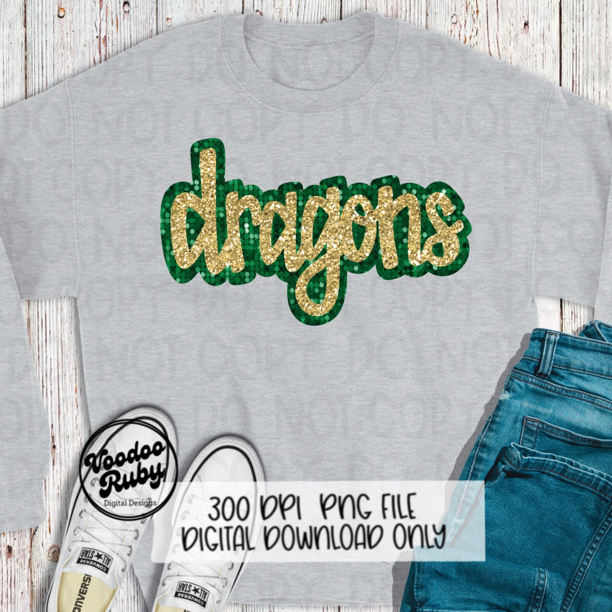 Dragons PNG Design Sequins Glitter Hand Drawn Digital Download Faux Sequins Patch PNG Printable Clip Art Faux Appliqué Dragons Football DTF