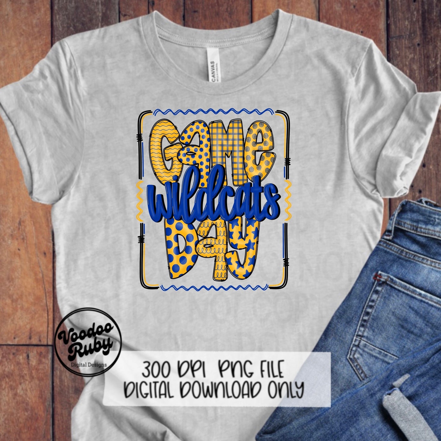 Wildcats PNG Design Hand Drawn Digital Download Sublimation Game Day PNG Wildcats Game Day Doodle Letters Football DTF Printable