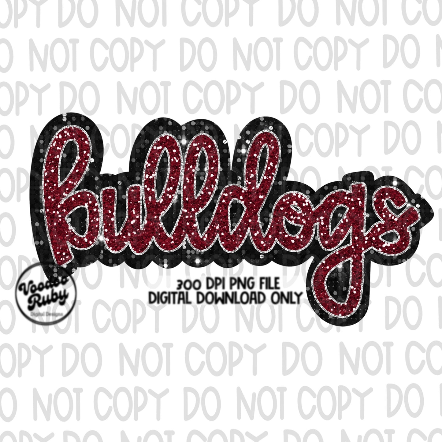 Bulldogs PNG Design Sequins Glitter Hand Drawn Digital Download Faux Sequins Patch PNG Printable Clip Art Faux Appliqué Bulldog Football DTF