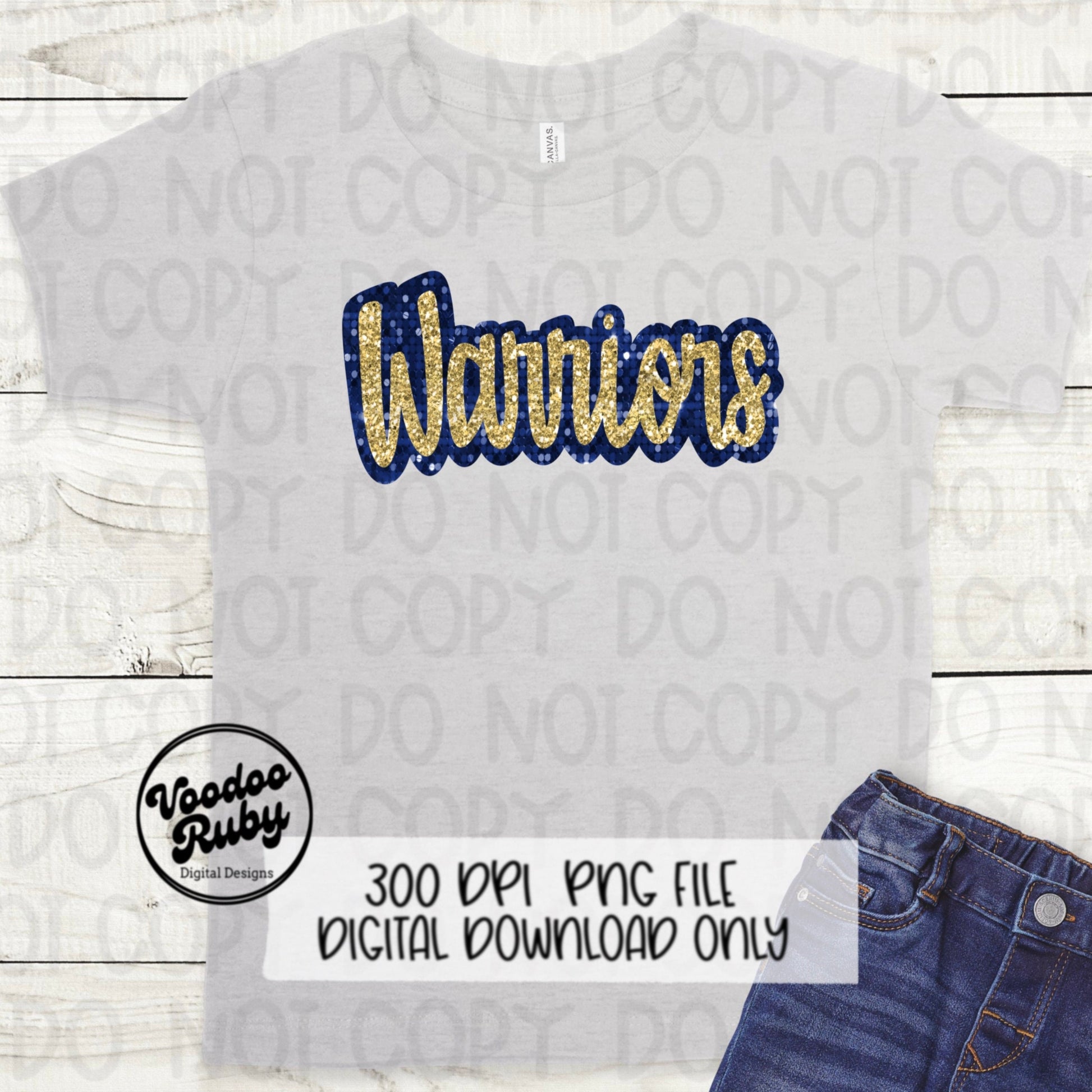 Warriors PNG Design Sequins Glitter Hand Drawn Digital Download Faux Sequins PNG Printable Clip Art Faux Appliqué Warriors Football DTF