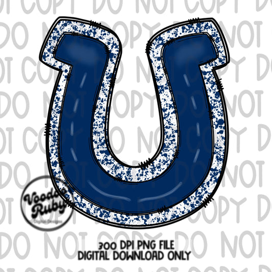 Horseshoe PNG Design Hand Drawn Digital Download Sublimation PNG Navy Blue png Horseshoe DTF Printable Blank