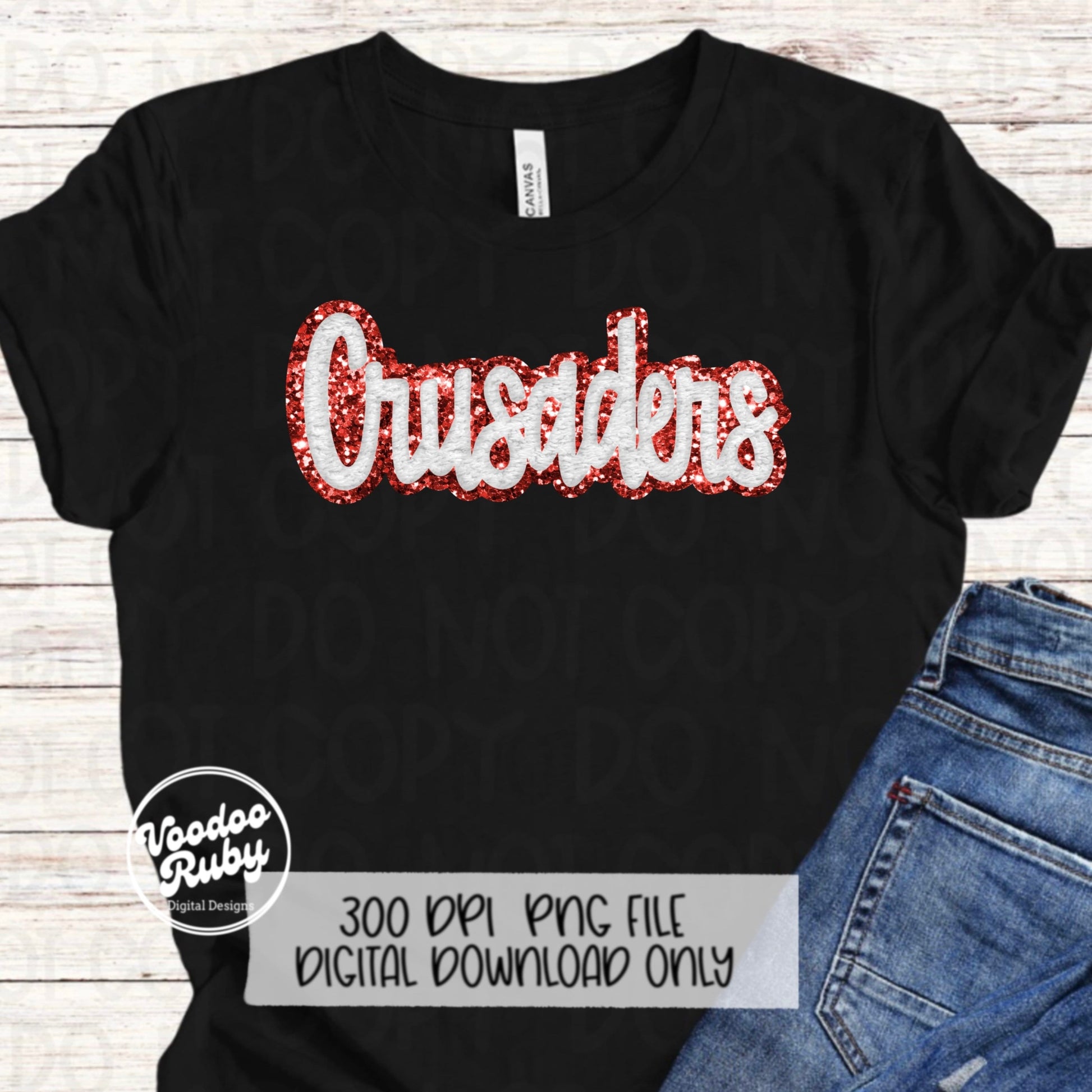 Crusaders PNG Sublimation Hand Drawn Digital Download Faux Chenille Crusaders Patch PNG Printable Clip Art Faux Appliqué Crusaders Football