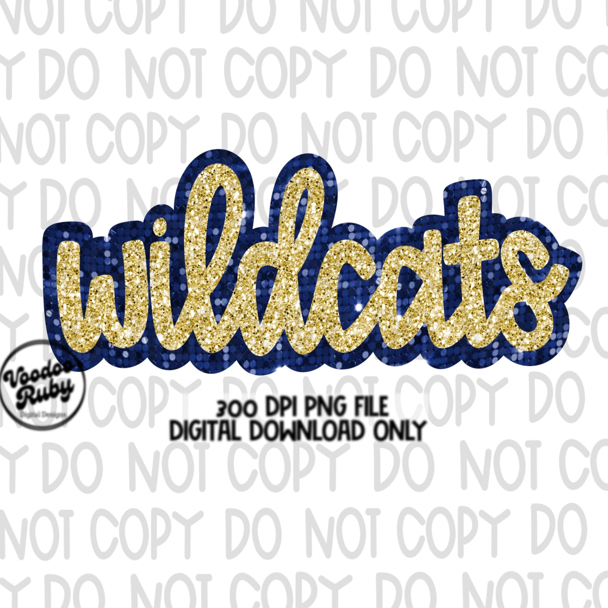 Wildcats PNG Design Sequins Glitter Hand Drawn Digital Download Faux Sequins Patch PNG Printable Faux Appliqué Wildcats Football DTF