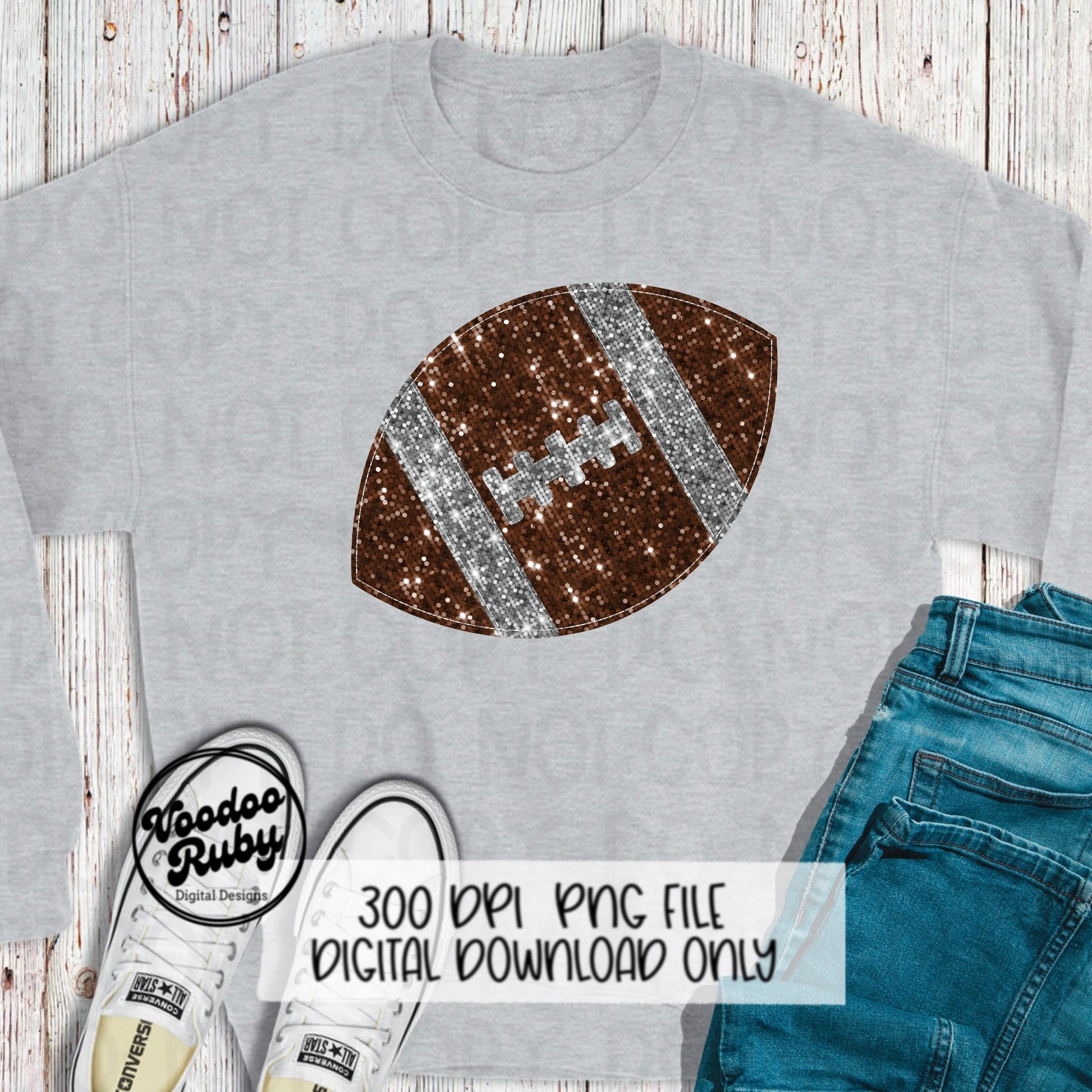 Sequin Football PNG Design Sublimation Hand Drawn Digital Download Faux Sequins Patch Printable Clip Art Faux Appliqué Glitter Football DTF