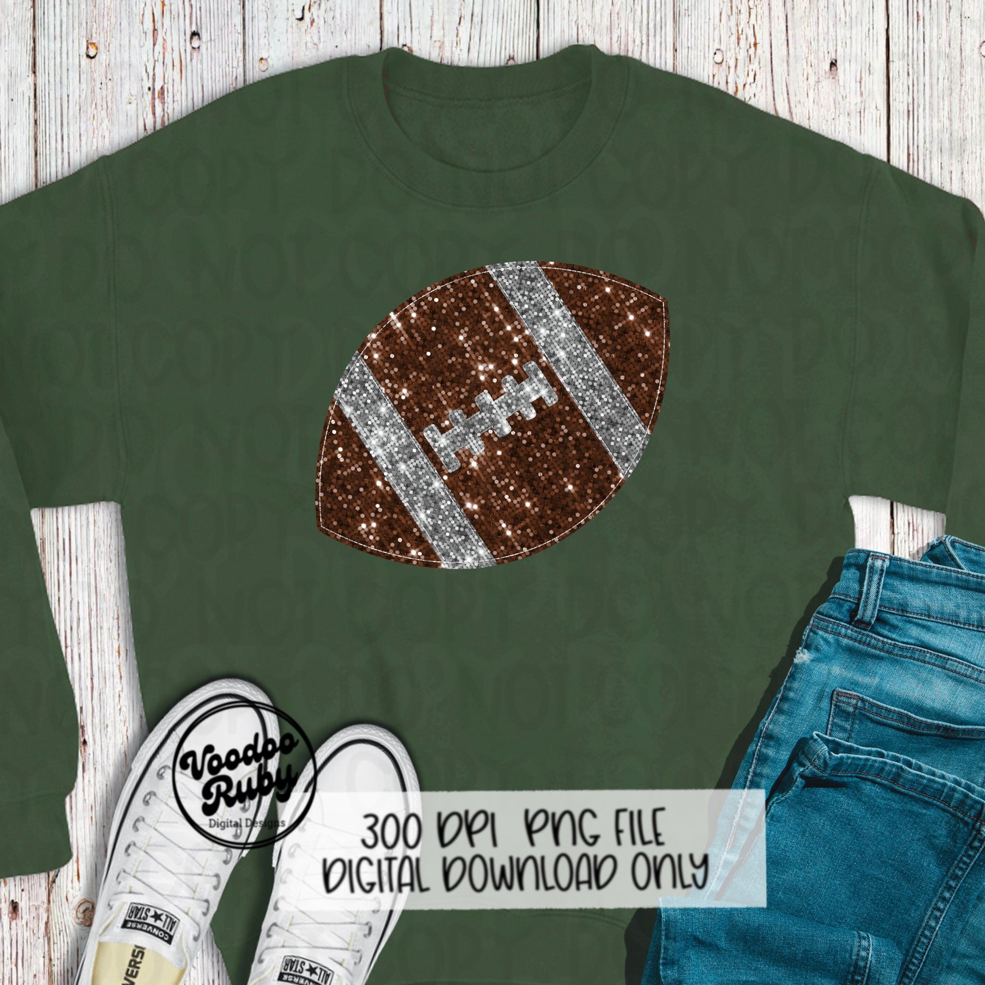 Sequin Football PNG Design Sublimation Hand Drawn Digital Download Faux Sequins Patch Printable Clip Art Faux Appliqué Glitter Football DTF