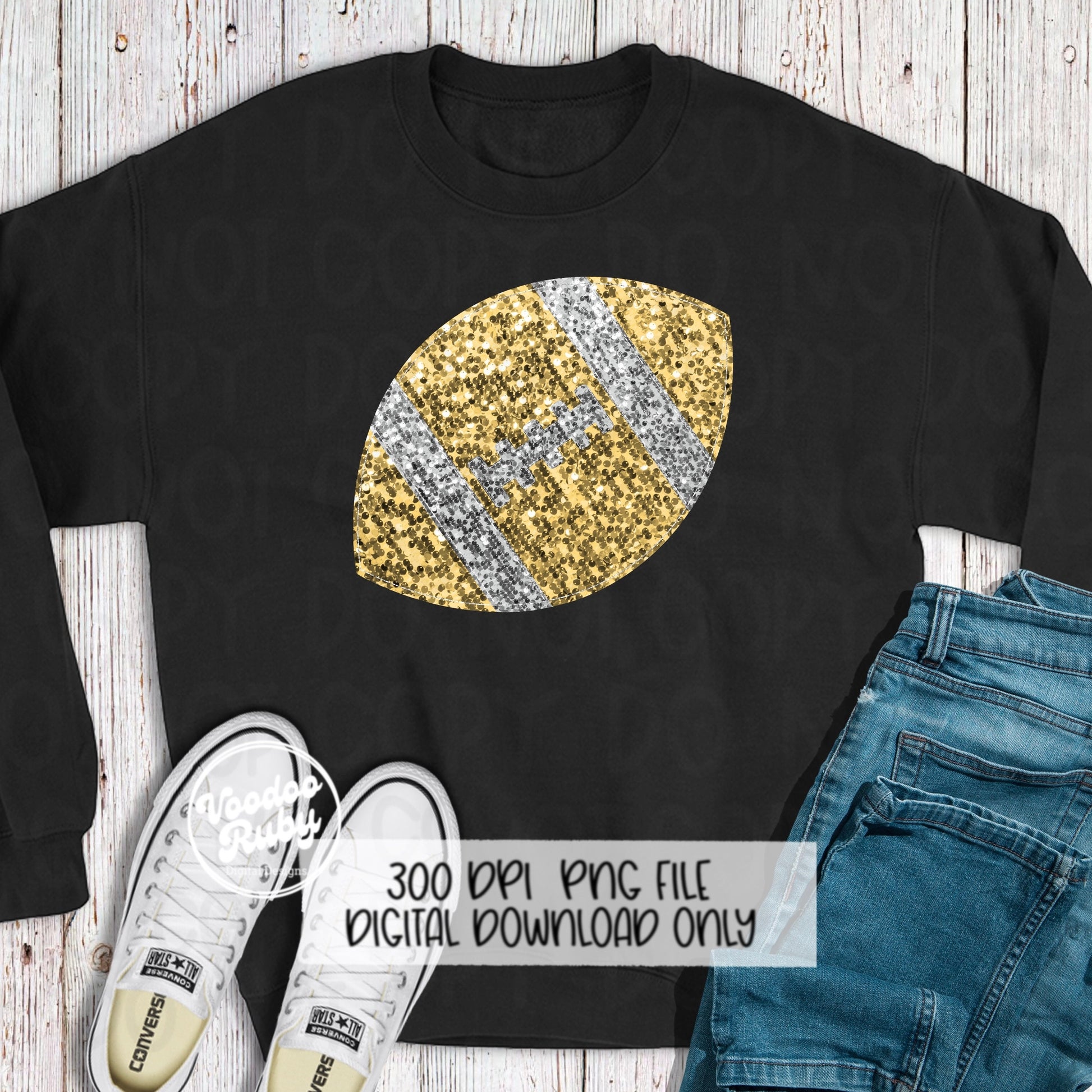 Sequin Gold Football PNG Design Glitter Hand Drawn Digital Download Faux Sequins Patch PNG Printable Clip Art Faux Appliqué Football DTF