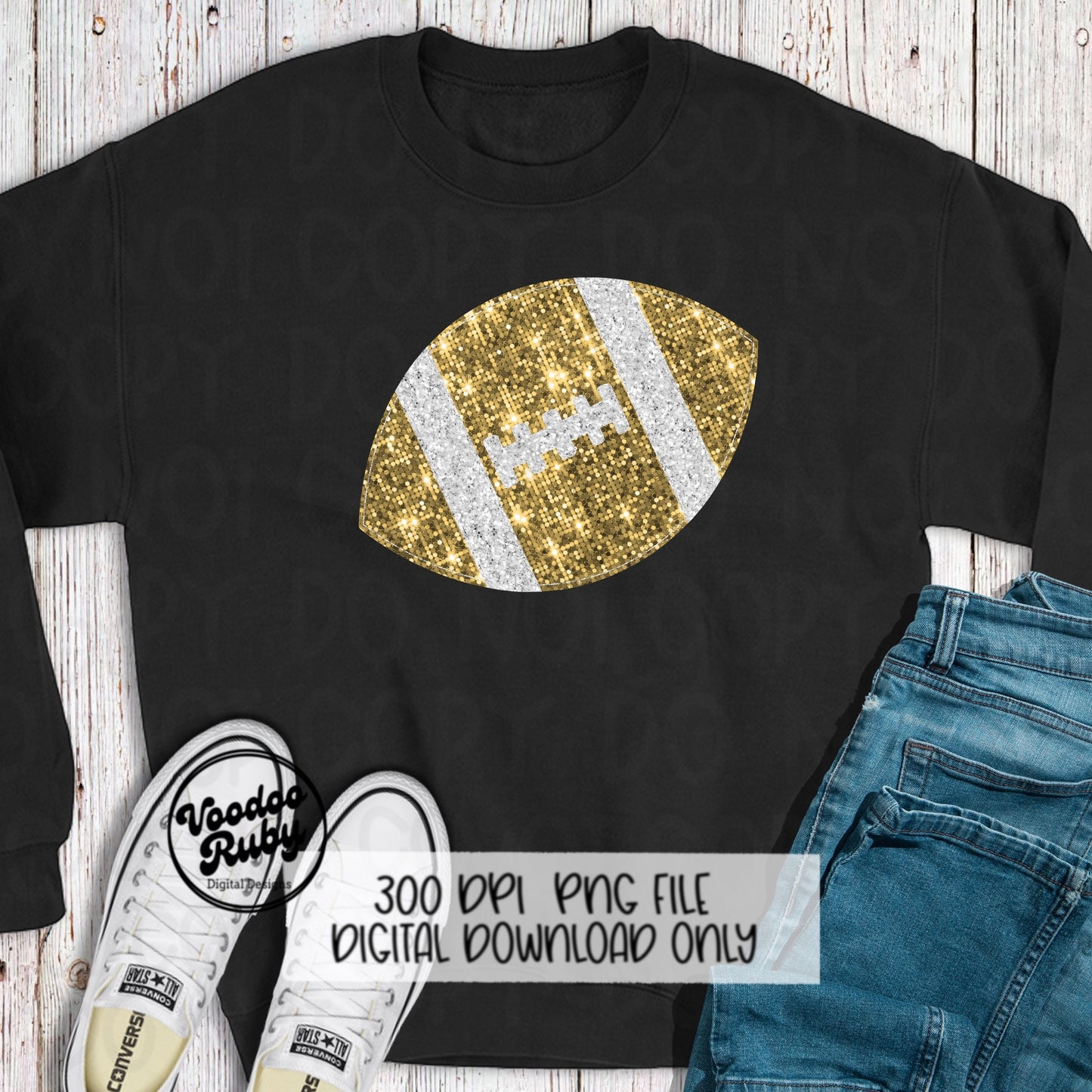 Sequin Gold Football PNG Design Sublimation Glitter Hand Drawn Digital Download Faux Sequins Patch PNG Faux Appliqué Football DTF Printable