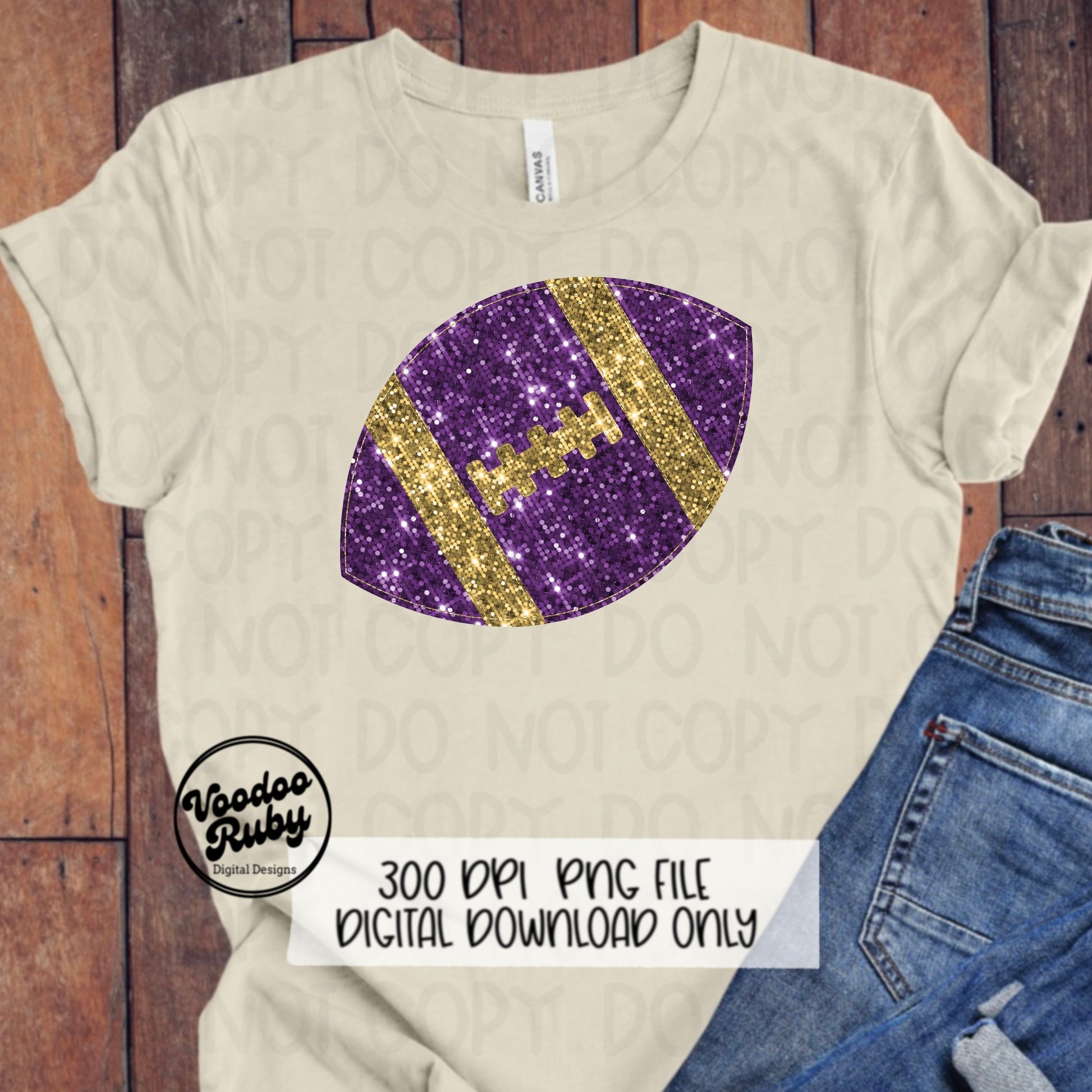 Sequin Purple Gold Football PNG Design Glitter Hand Drawn Digital Download Faux Sequins Patch PNG Printable Clip Art Faux Appliqué Football