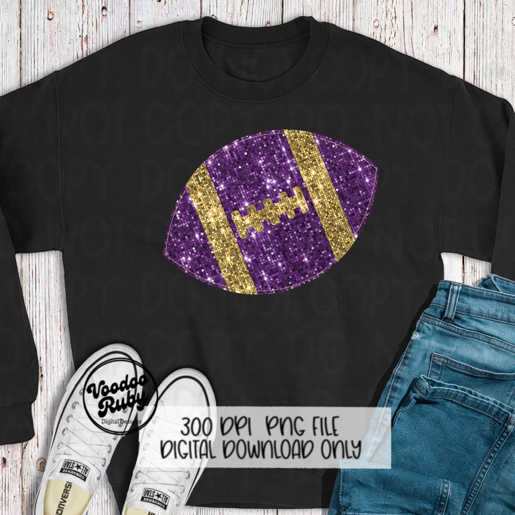 Sequin Purple Gold Football PNG Design Glitter Hand Drawn Digital Download Faux Sequins Patch PNG Printable Clip Art Faux Appliqué Football