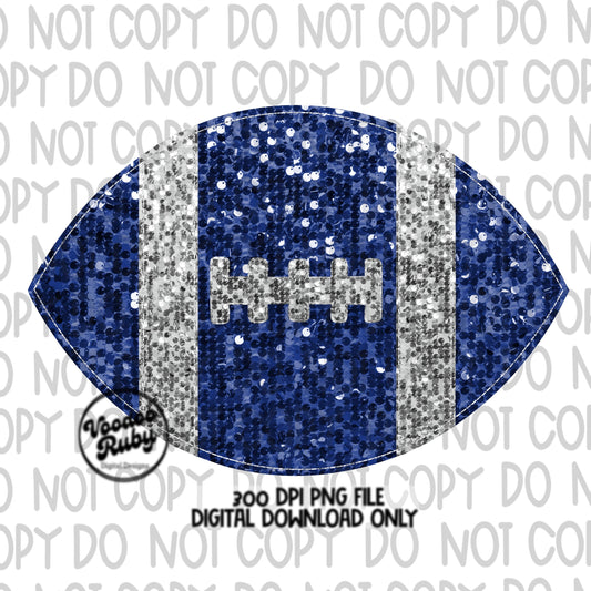 Sequin Football PNG Design Glitter Hand Drawn Digital Download Faux Sequins Patch PNG Printable Clip Art Faux Appliqué Football DTF