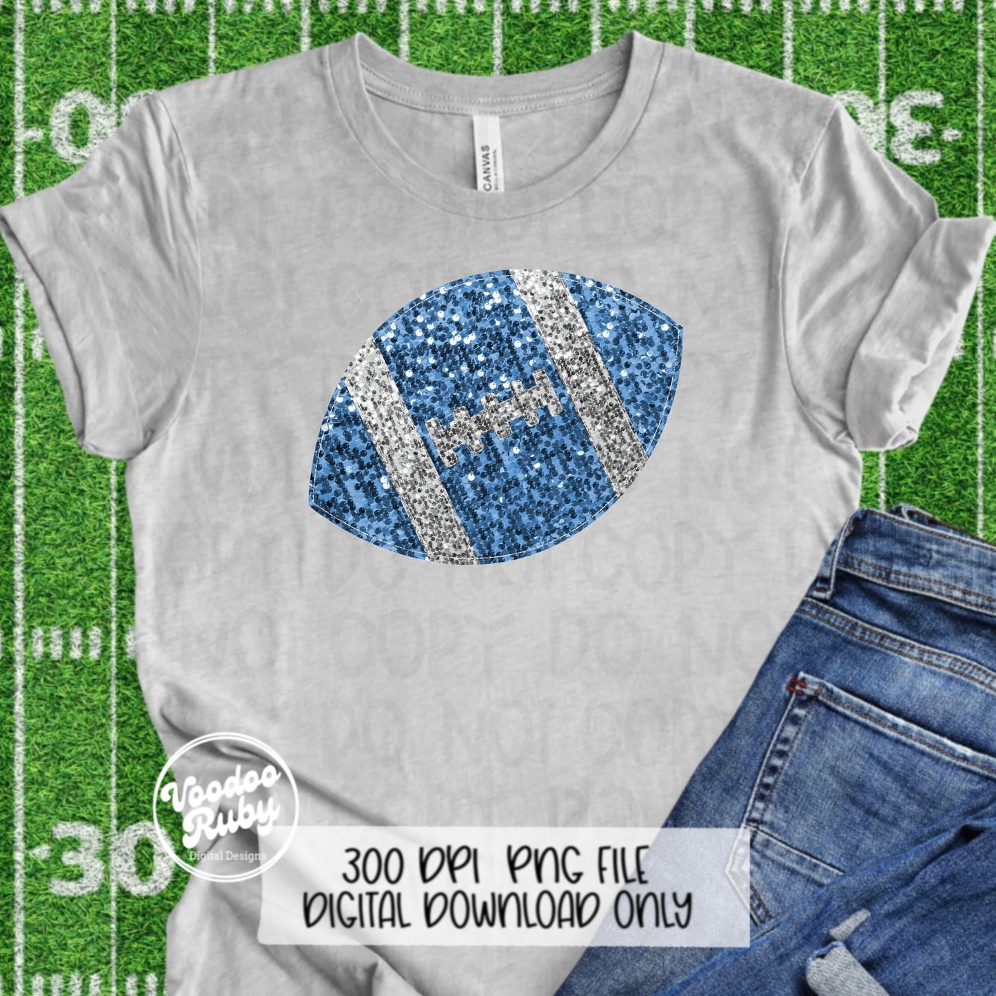 Sequin Football PNG Design Glitter Hand Drawn Digital Download Faux Sequins Patch PNG Printable Clip Art Faux Appliqué Football DTF