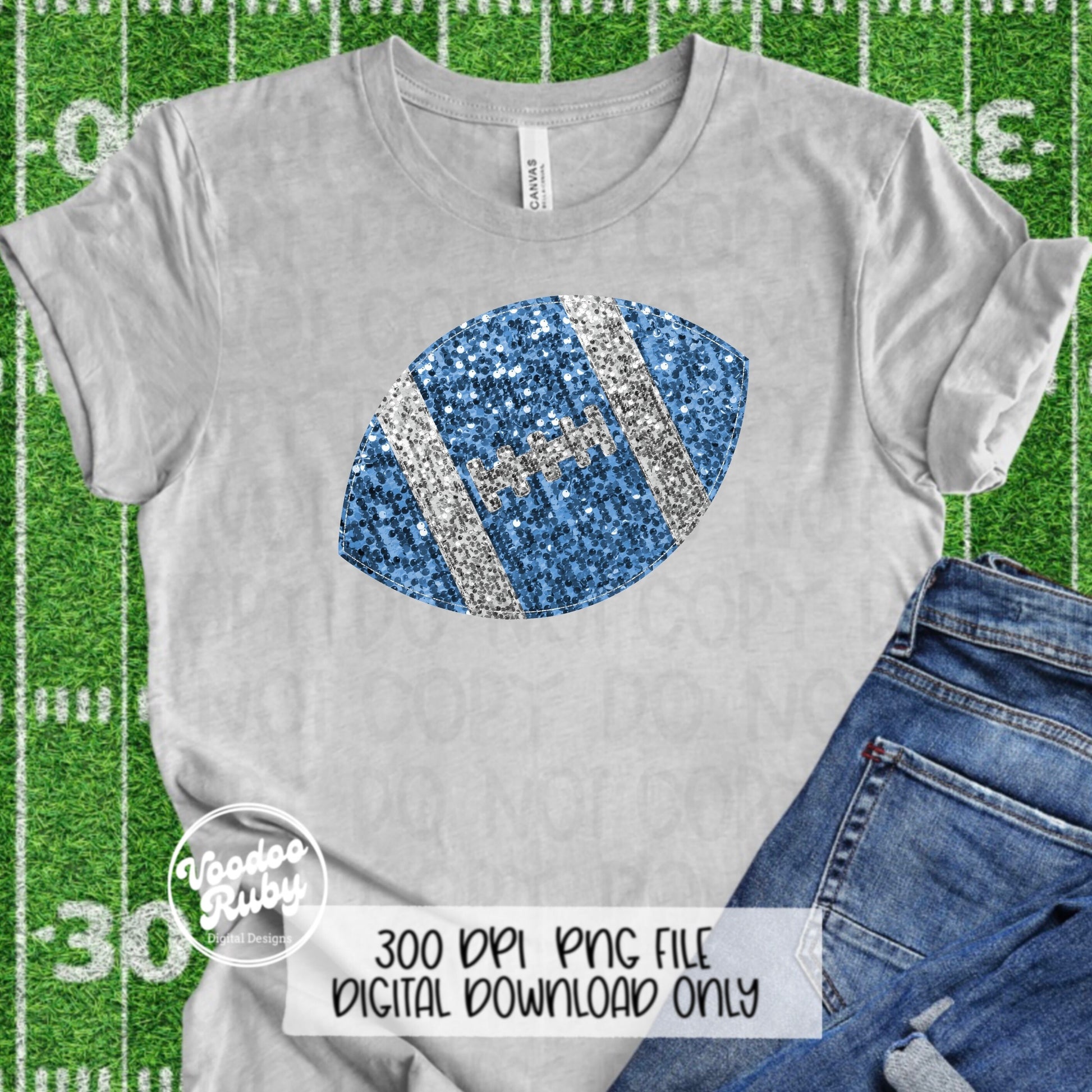 Sequin Football PNG Design Glitter Hand Drawn Digital Download Faux Sequins Patch PNG Printable Clip Art Faux Appliqué Football DTF