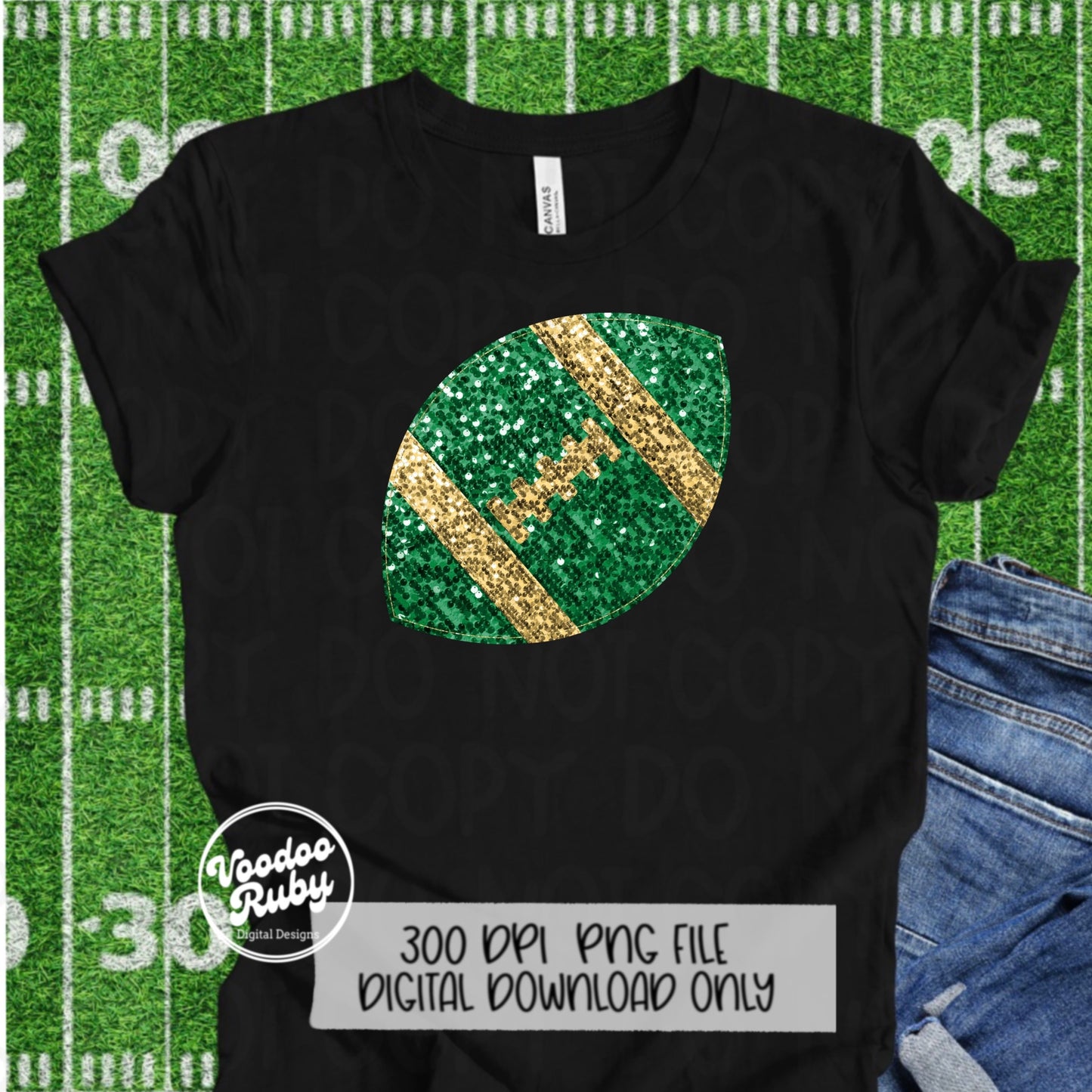 Sequin Football PNG Design Glitter Hand Drawn Digital Download Faux Sequins Patch PNG Printable Clip Art Faux Appliqué Football DTF