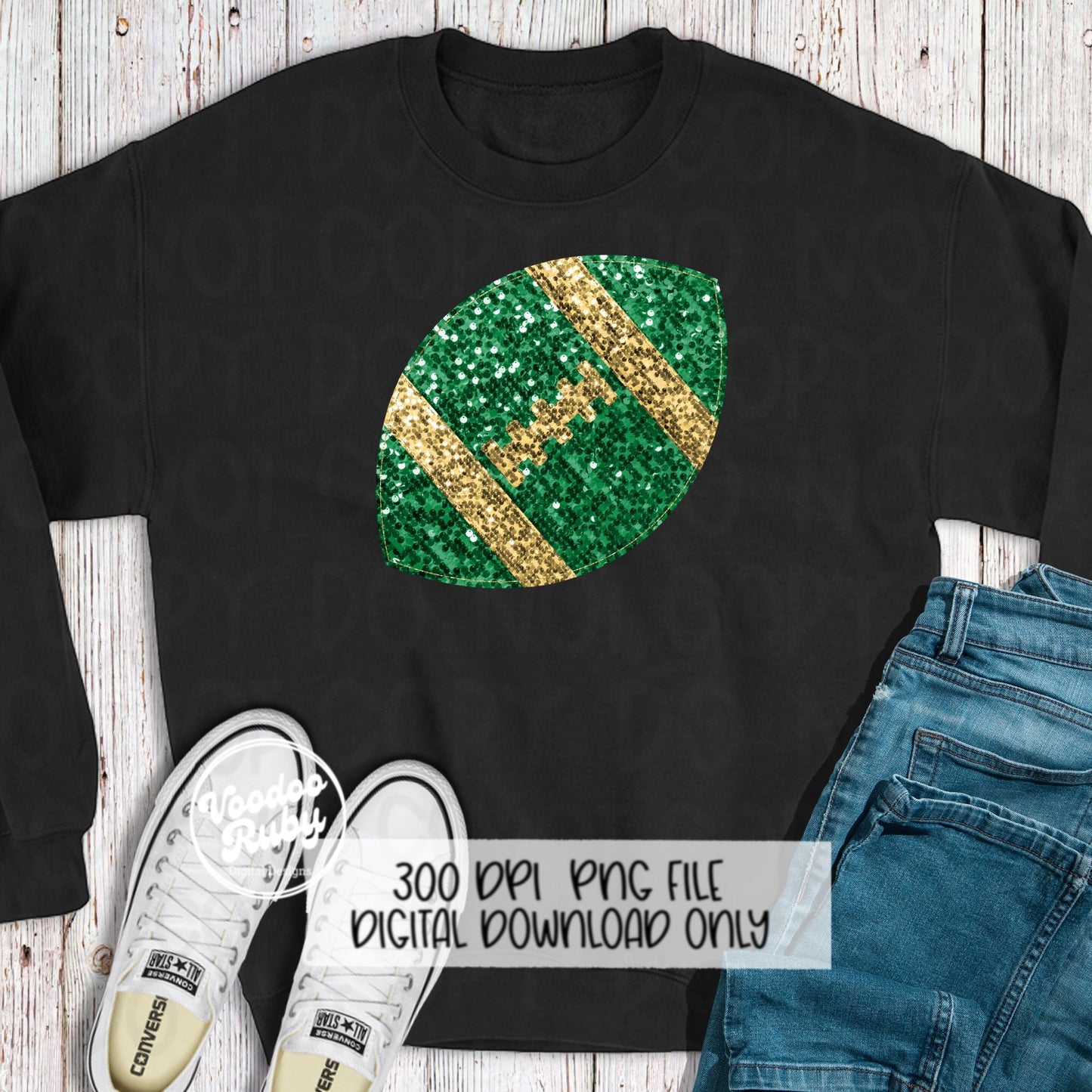 Sequin Football PNG Design Glitter Hand Drawn Digital Download Faux Sequins Patch PNG Printable Clip Art Faux Appliqué Football DTF
