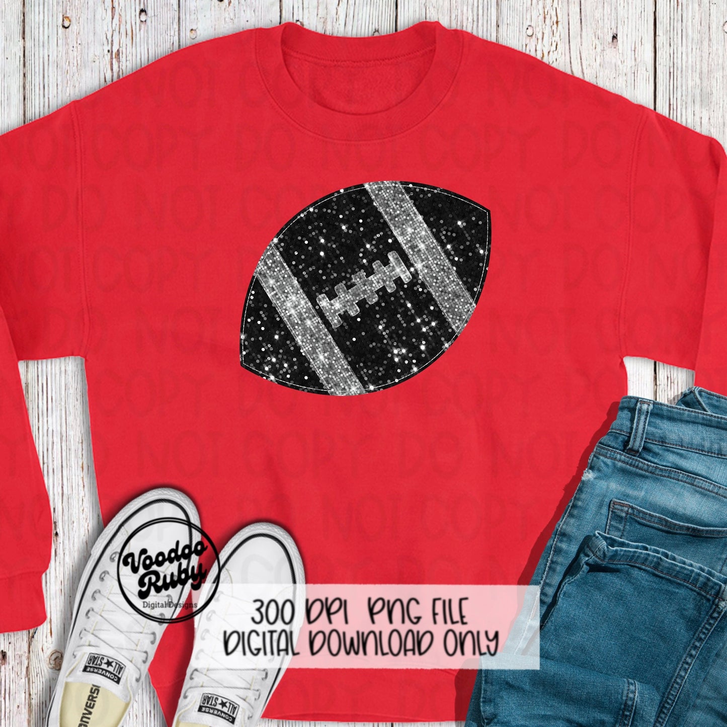 Sequin Football PNG Design Glitter Hand Drawn Digital Download Faux Sequins Patch PNG Printable Clip Art Faux Appliqué Football DTF