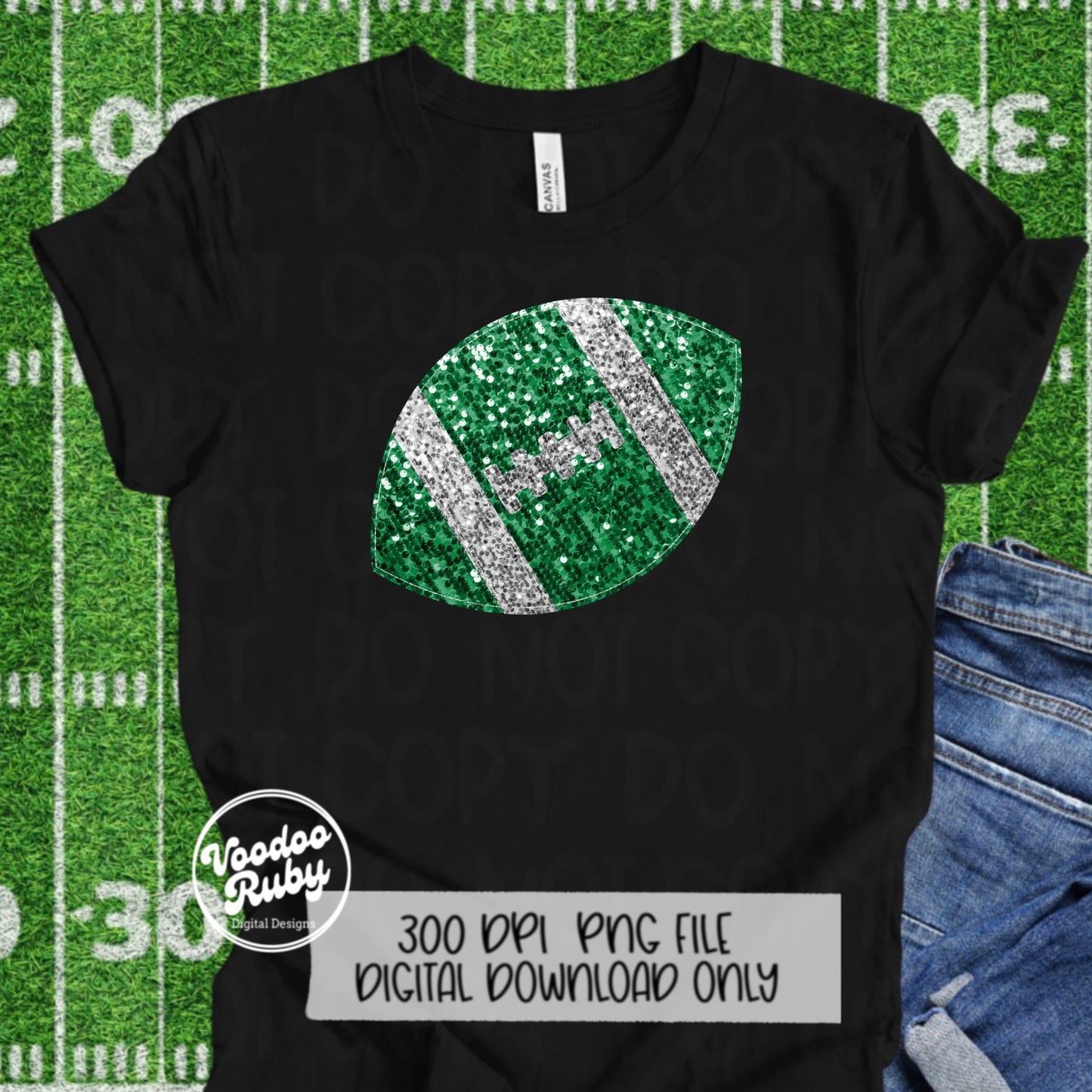 Sequin Football PNG Design Glitter Hand Drawn Digital Download Faux Sequins Patch PNG Printable Clip Art Faux Appliqué Football DTF