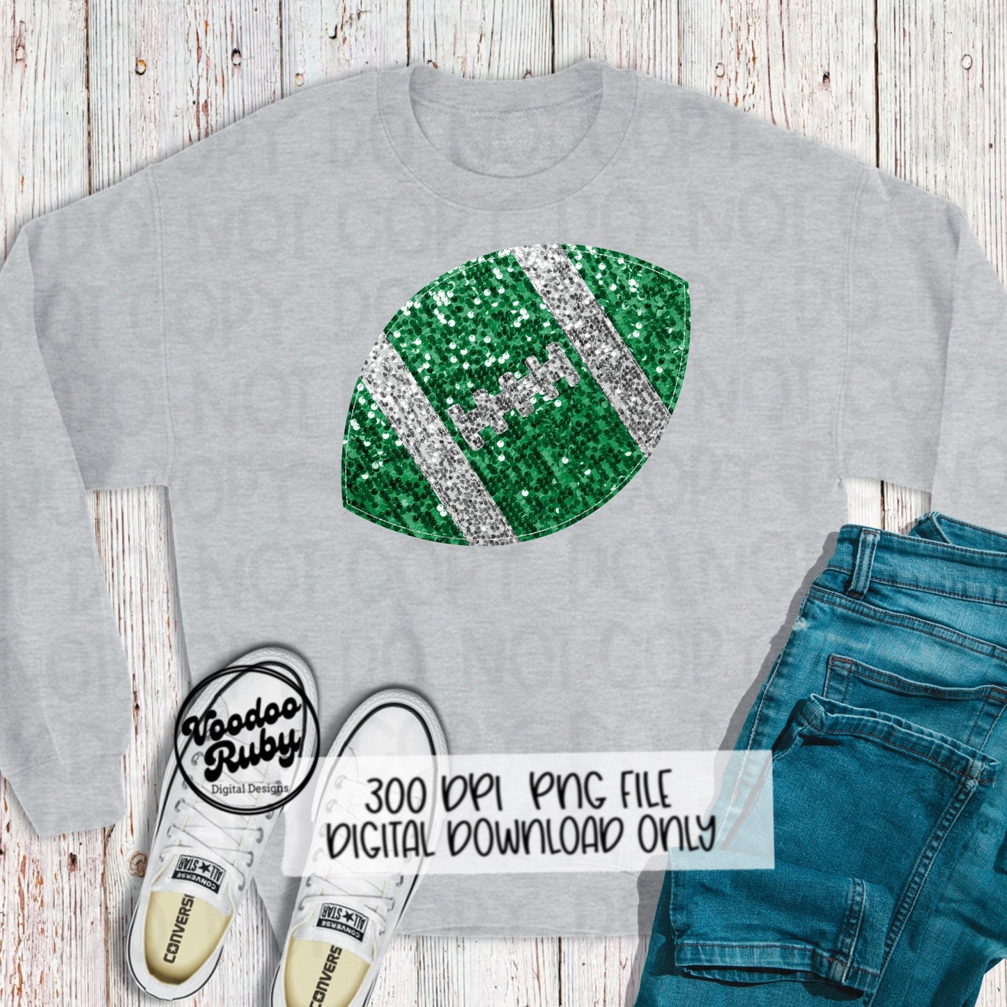 Sequin Football PNG Design Glitter Hand Drawn Digital Download Faux Sequins Patch PNG Printable Clip Art Faux Appliqué Football DTF