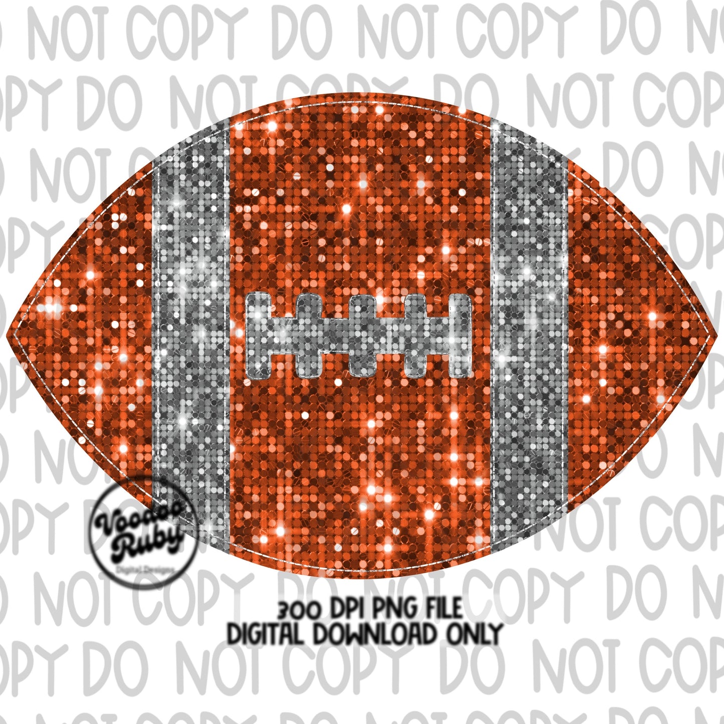 Orange Sequin Football PNG Design Sublimation Hand Drawn Digital Download Faux Sequin Patch Printable Clip Art Appliqué Glitter Football DTF