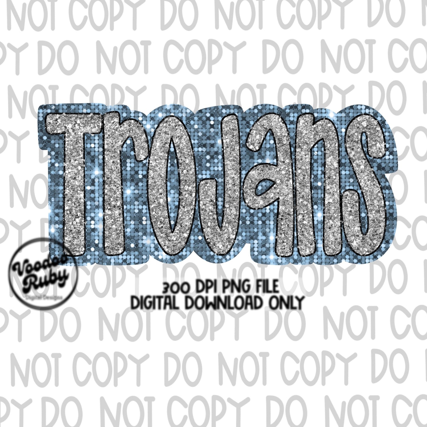 Trojans PNG Design Sequins Glitter Hand Drawn Digital Download Faux Sequins Patch PNG Printable Faux Appliqué Trojans Football DTF