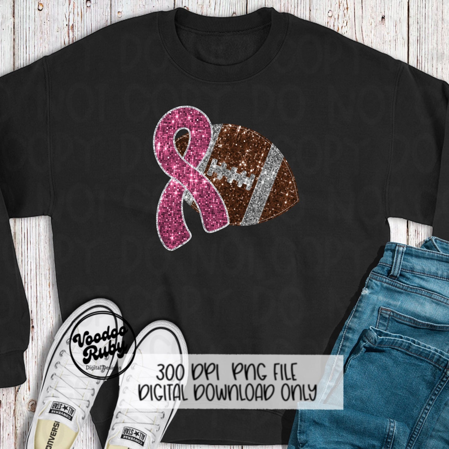 Pink ribbon and football for pink football games in October.