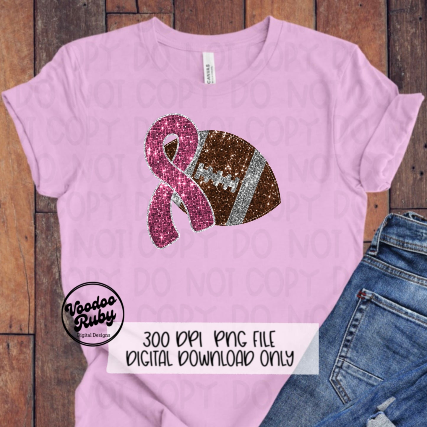 High quality image of pink sequin ribbon and football in png file format.