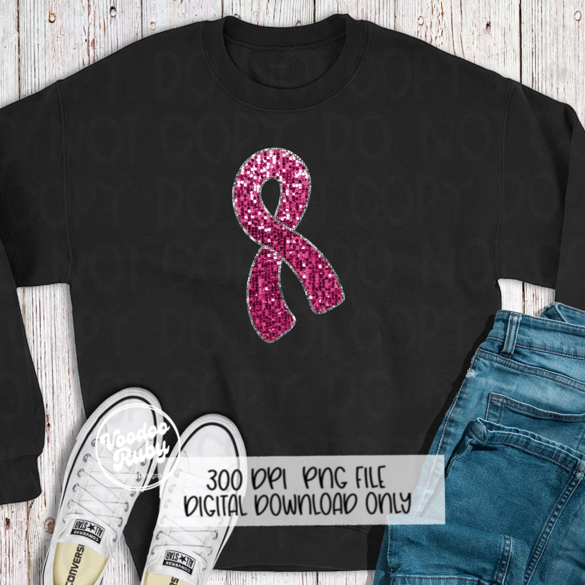 Faux sequin pink ribbon png design in high resolution perfect for physical end products.