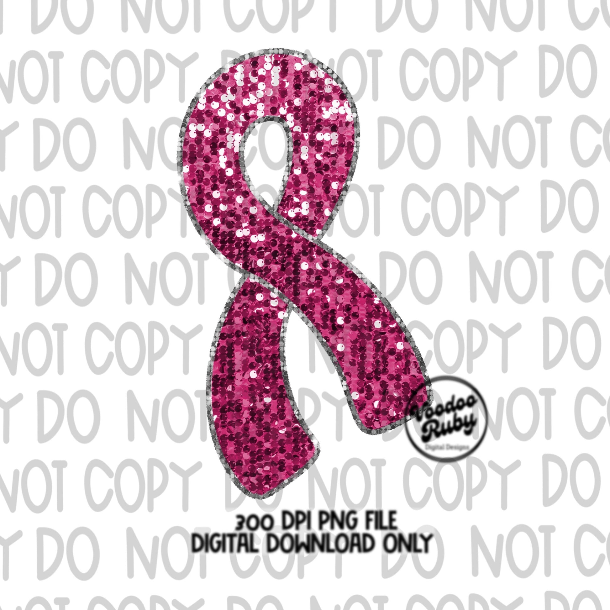 Pink sequin ribbon png design for sublimation and dtf printing.
